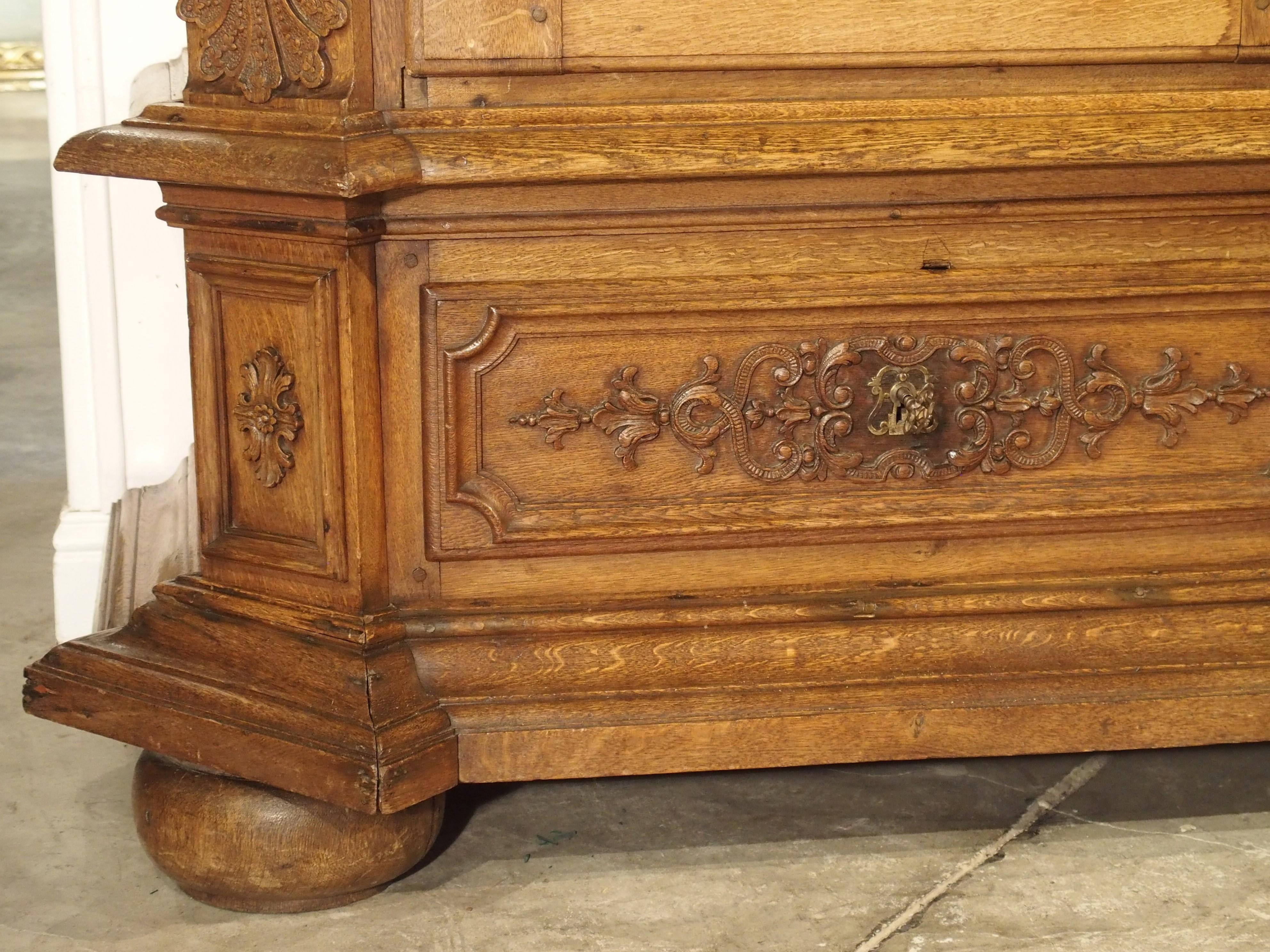 Hand-Carved Stunning Period Regence Armoire in Carved Oak, France, Circa 1720 For Sale