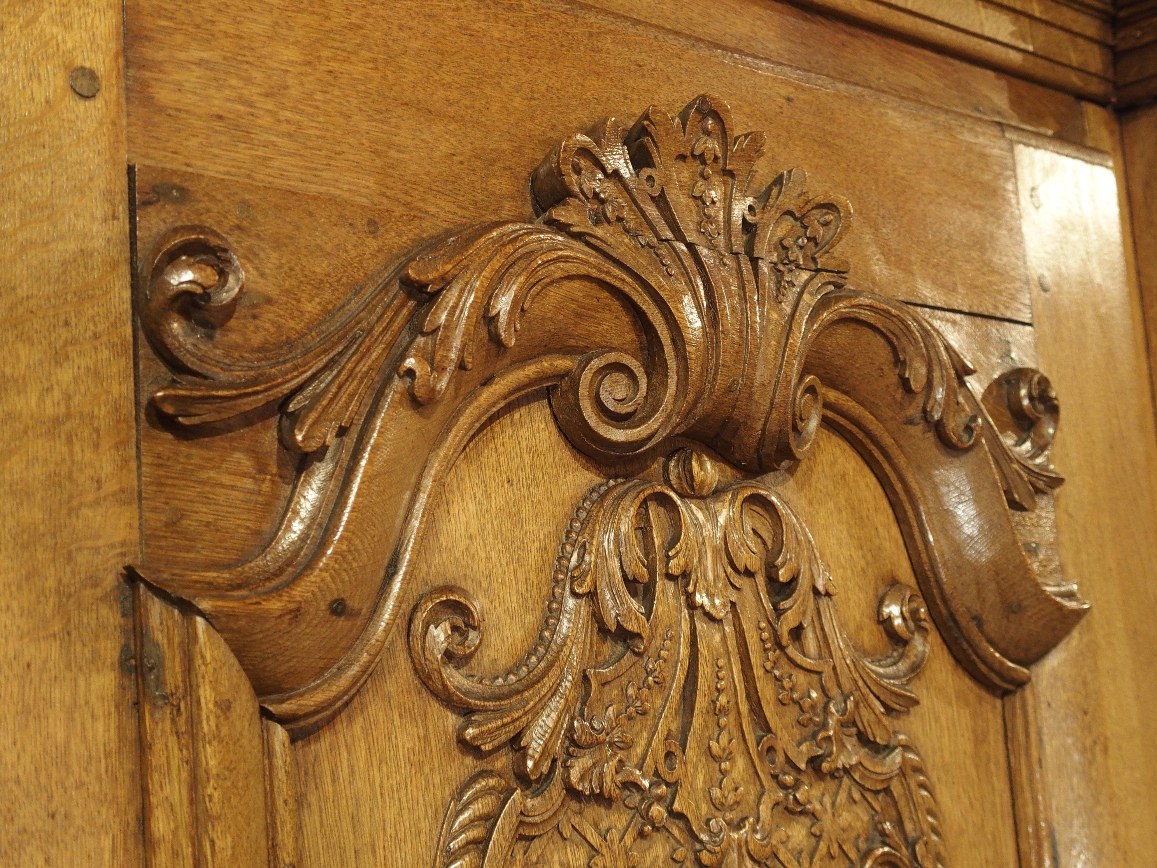 18th Century Stunning Period Regence Armoire in Carved Oak, France, Circa 1720 For Sale