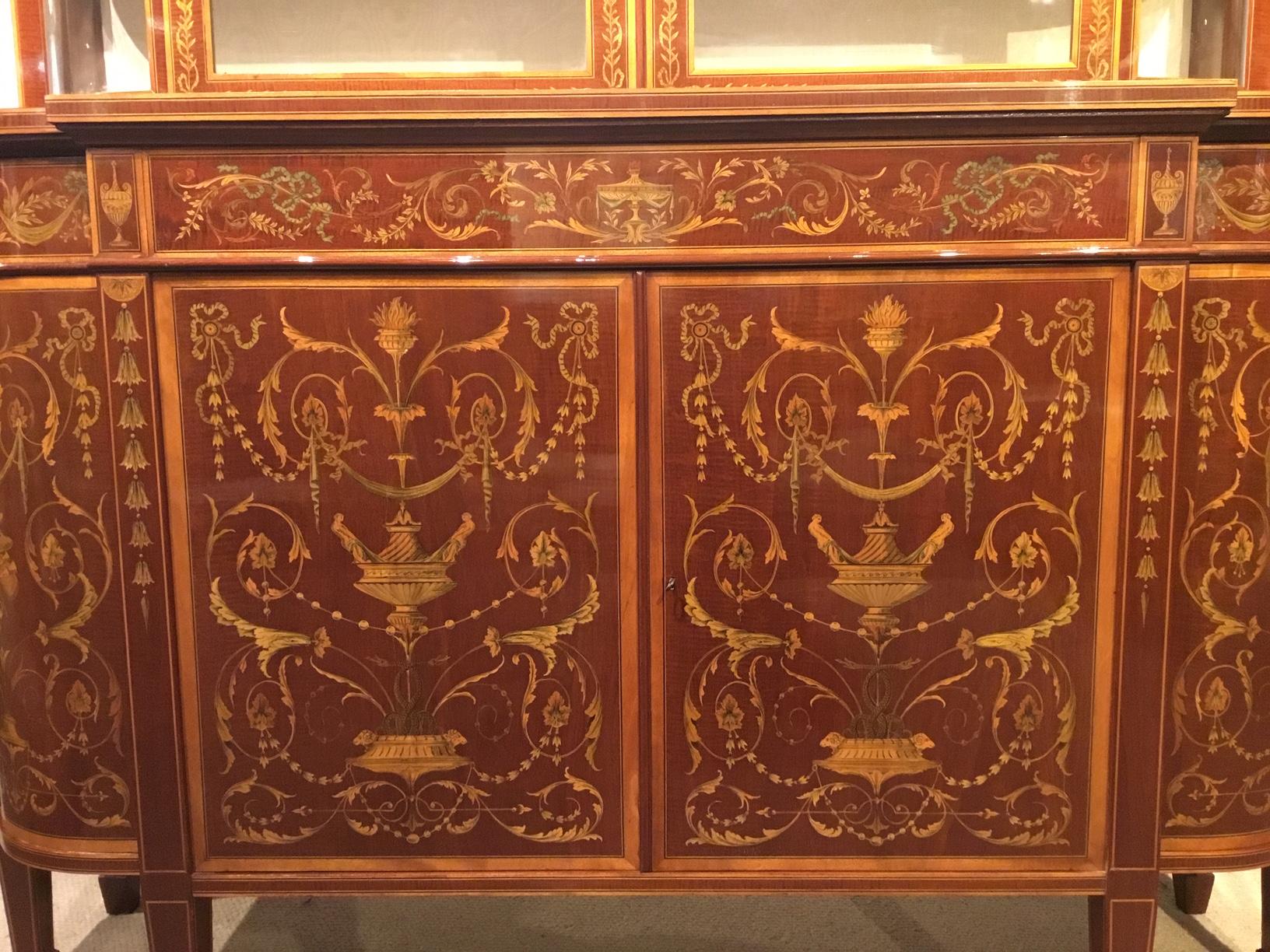 Stunning Quality Marquetry Inlaid Cabinet by Edwards & Roberts of London For Sale 6