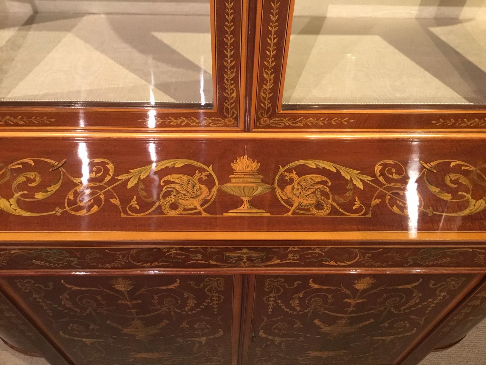 Stunning Quality Marquetry Inlaid Cabinet by Edwards & Roberts of London For Sale 8