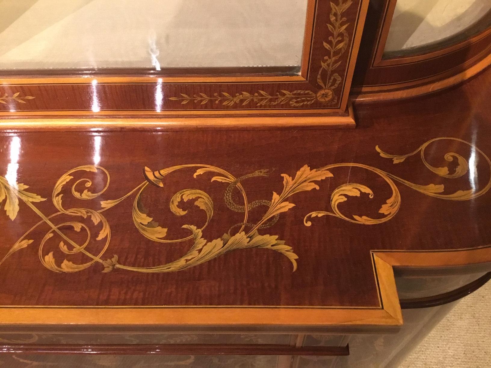 Stunning Quality Marquetry Inlaid Cabinet by Edwards & Roberts of London In Distressed Condition For Sale In Darwen, GB