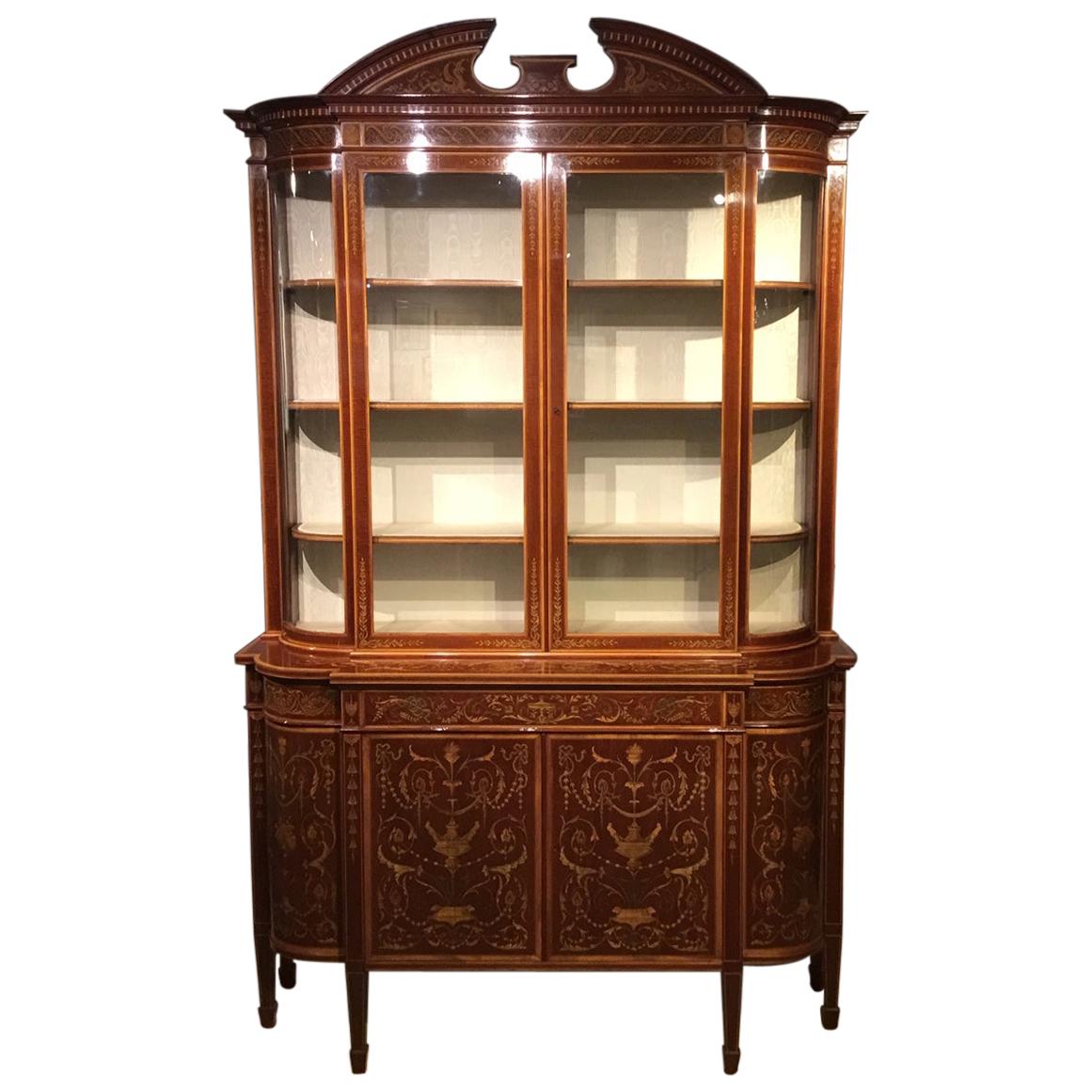 Stunning Quality Marquetry Inlaid Cabinet by Edwards & Roberts of London For Sale