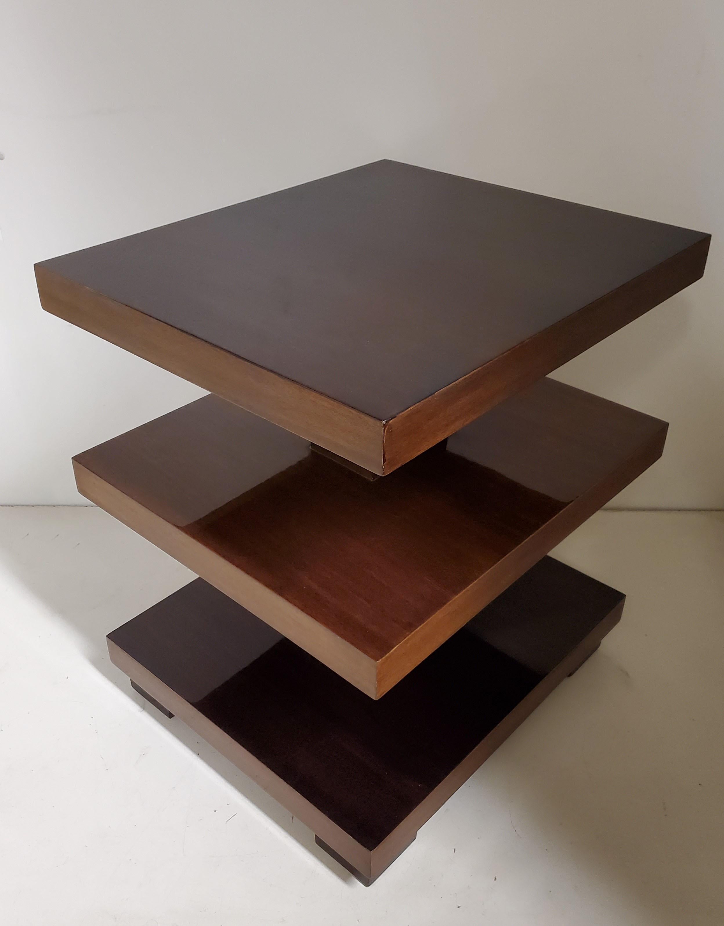 Stunning Rectangular, Three Tiered Mahogany End / Side Table In Good Condition In New York City, NY