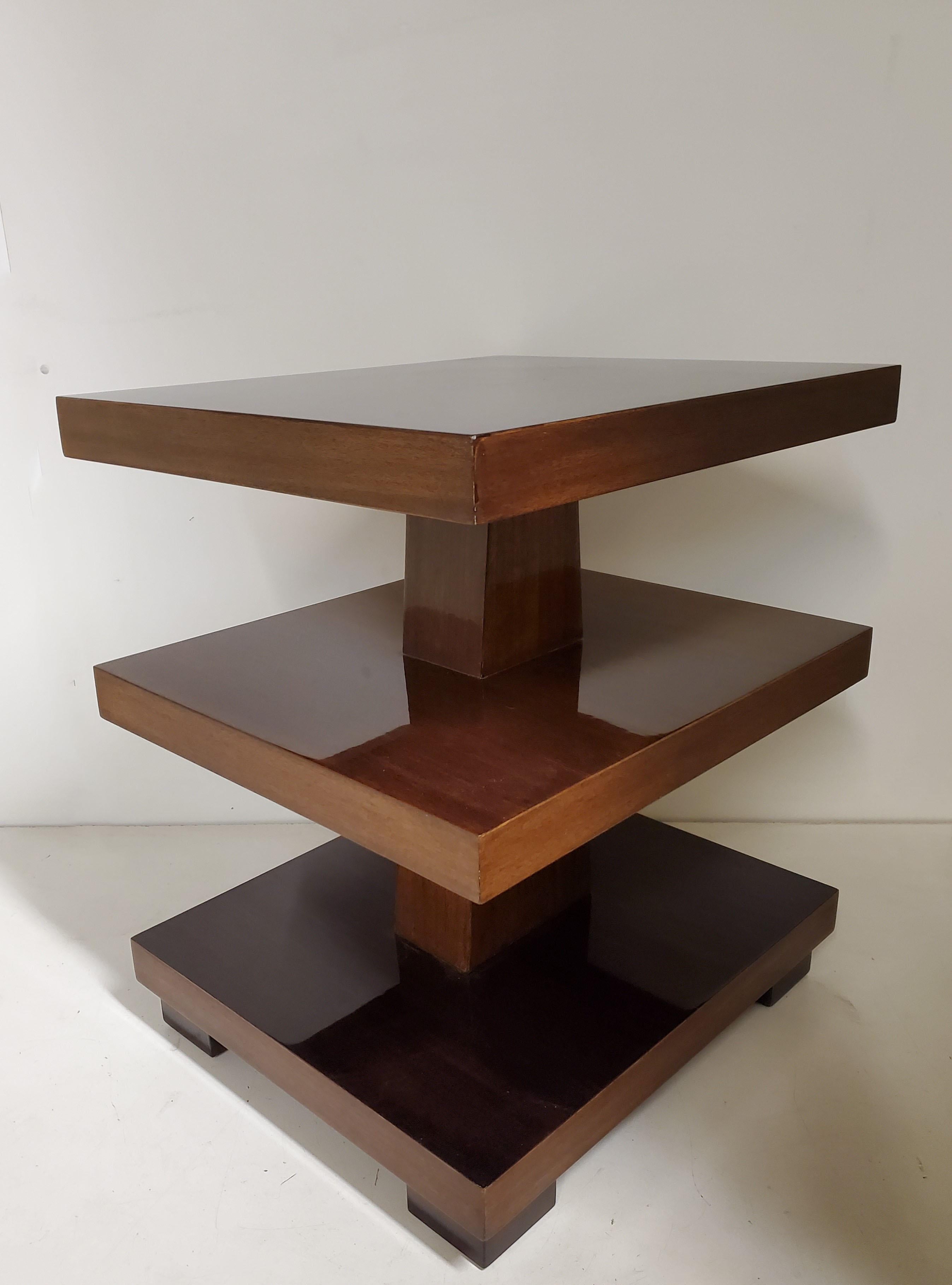 Stunning Rectangular, Three Tiered Mahogany End / Side Table 1