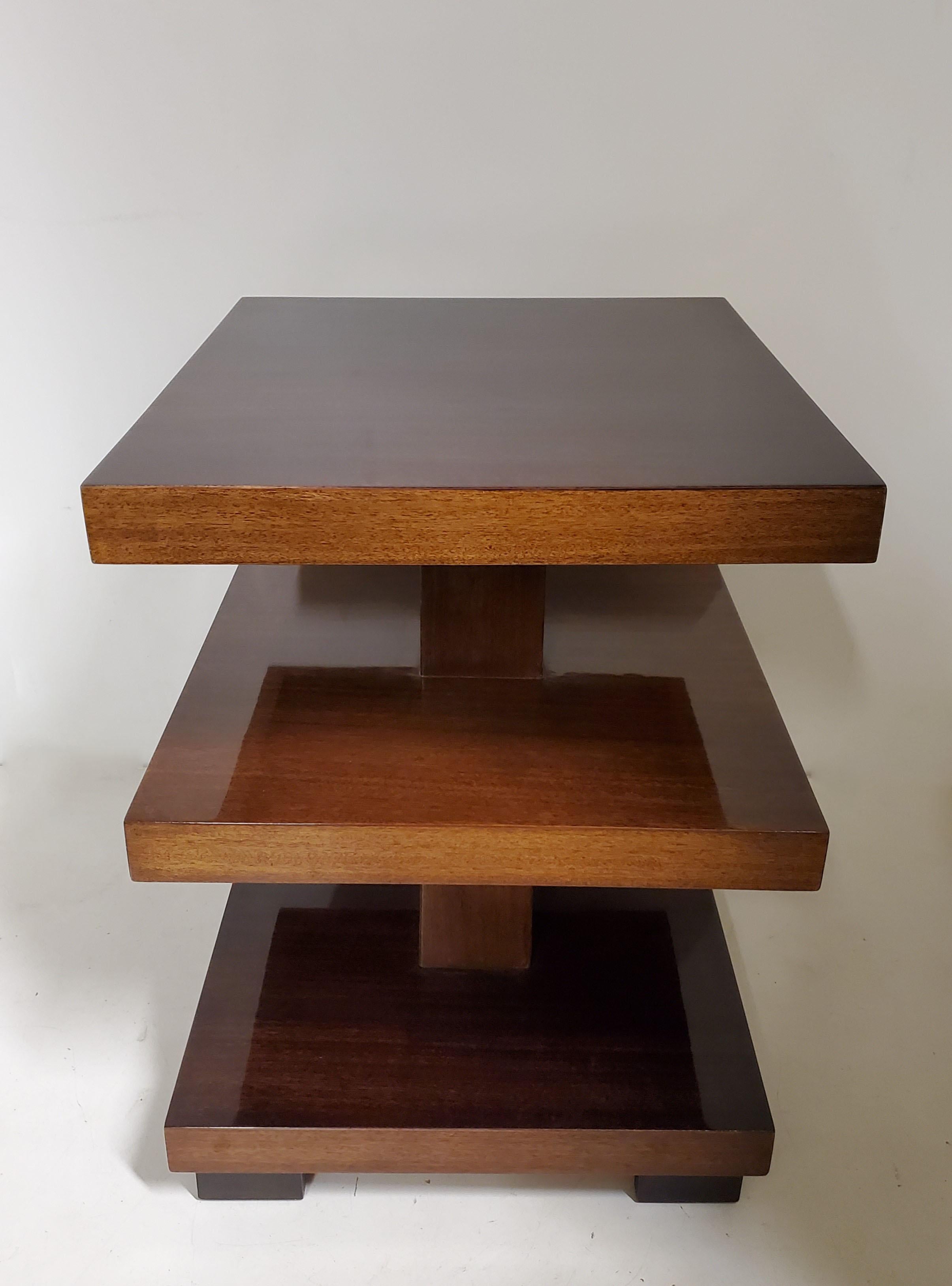Stunning Rectangular, Three Tiered Mahogany End / Side Table 2