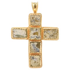 A Stunning Roman Glass Cross in 21K