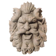 A Stunning Sculpture Depicting a Satyr's Face in Vicenza Stone Venice 20th Cent.