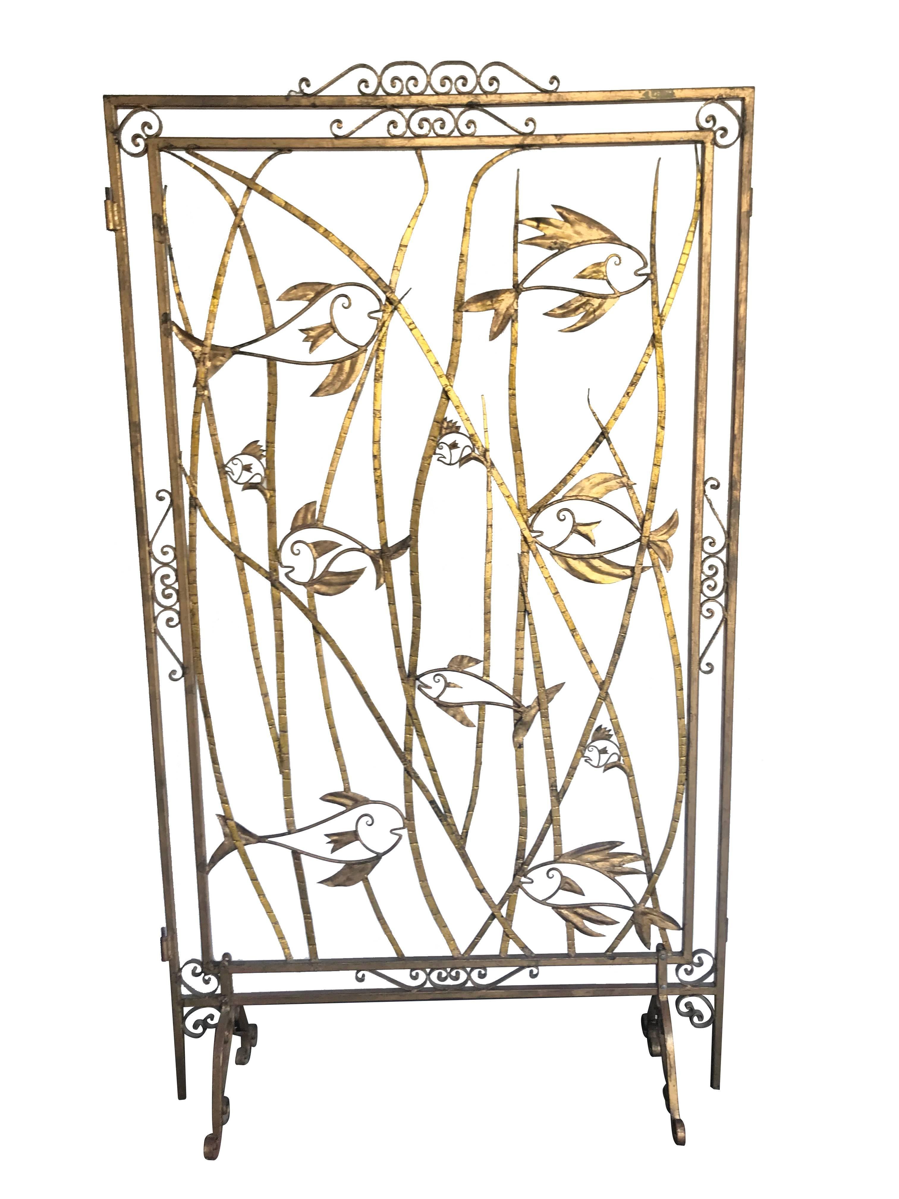 Stunning Set of Five 1950s French Gilt Metal Screen Room Dividers 2
