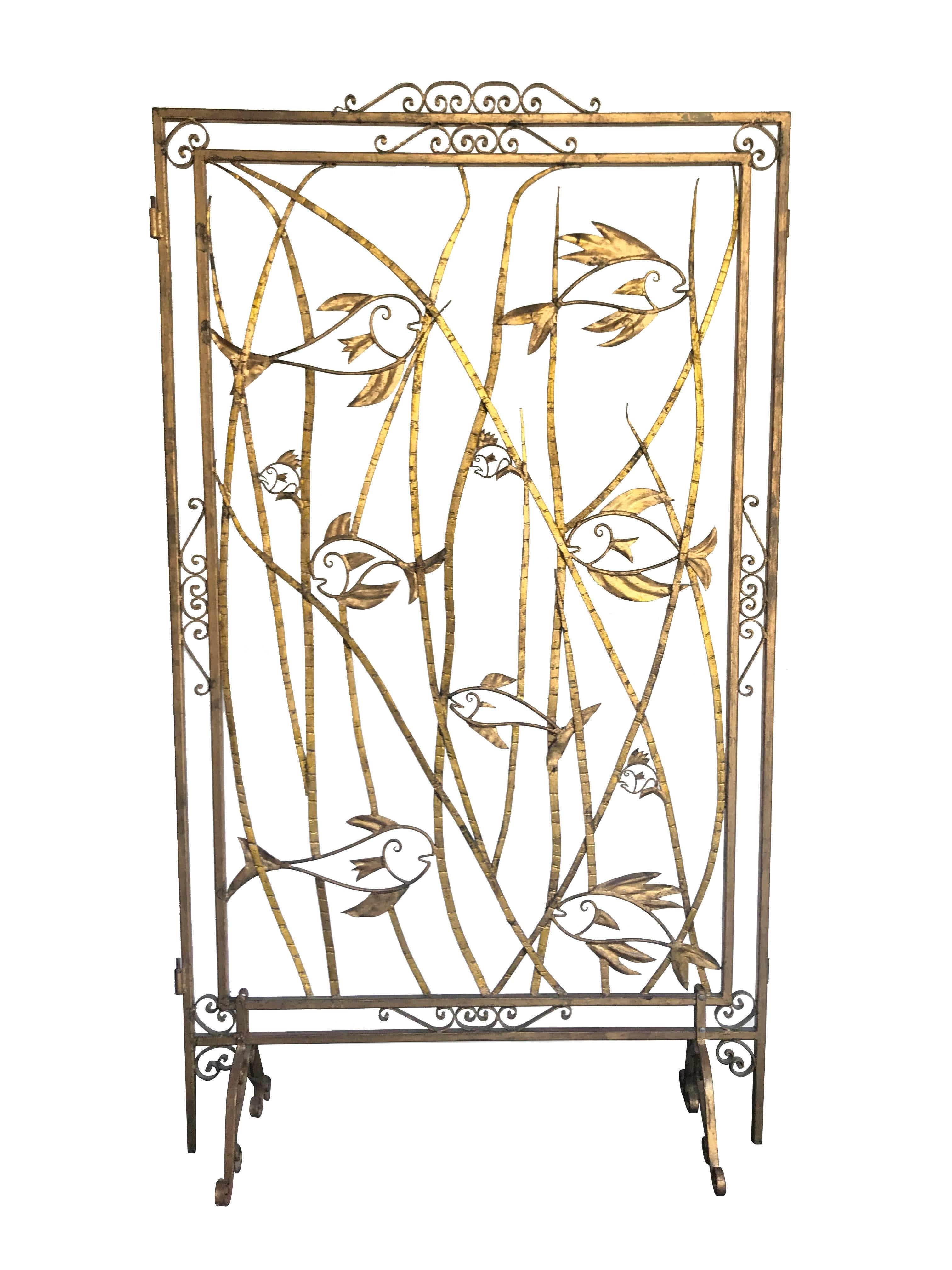 Stunning Set of Five 1950s French Gilt Metal Screen Room Dividers 3