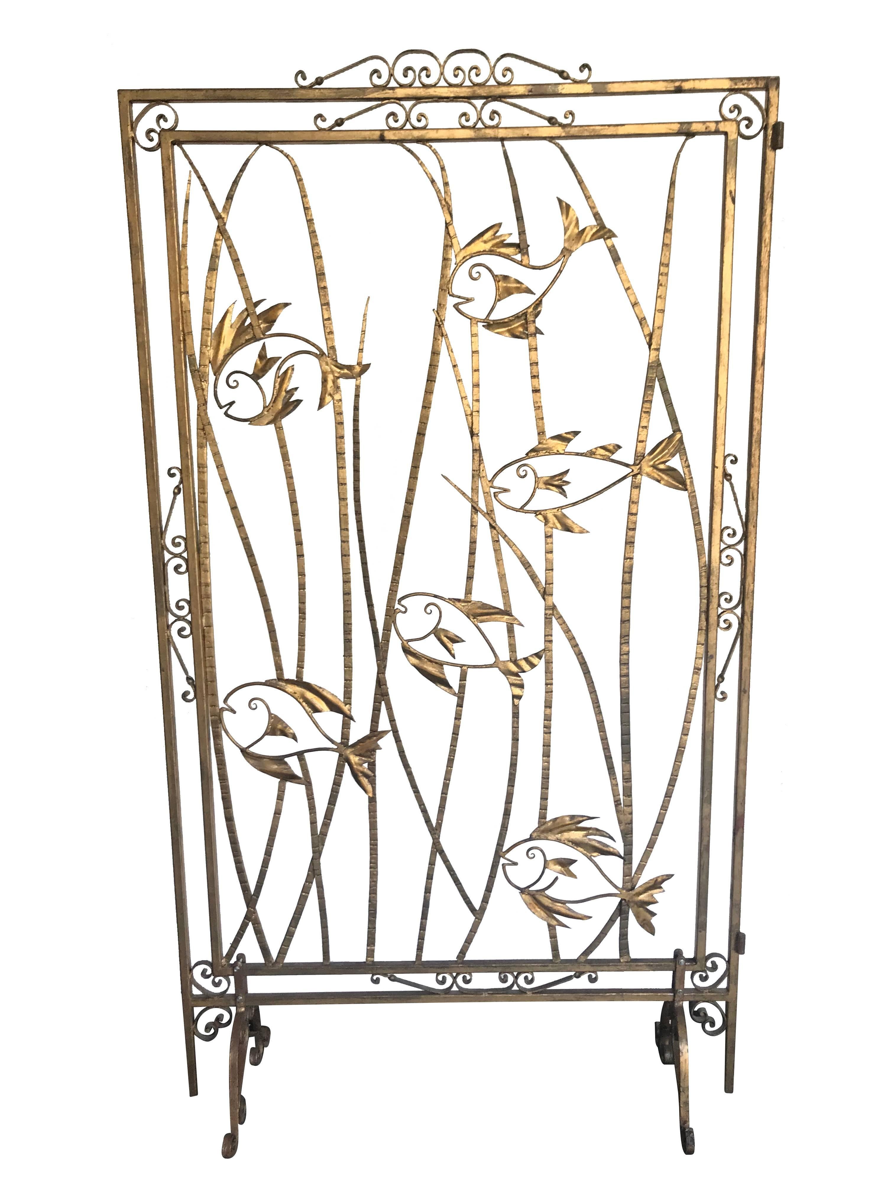 Stunning Set of Five 1950s French Gilt Metal Screen Room Dividers 4