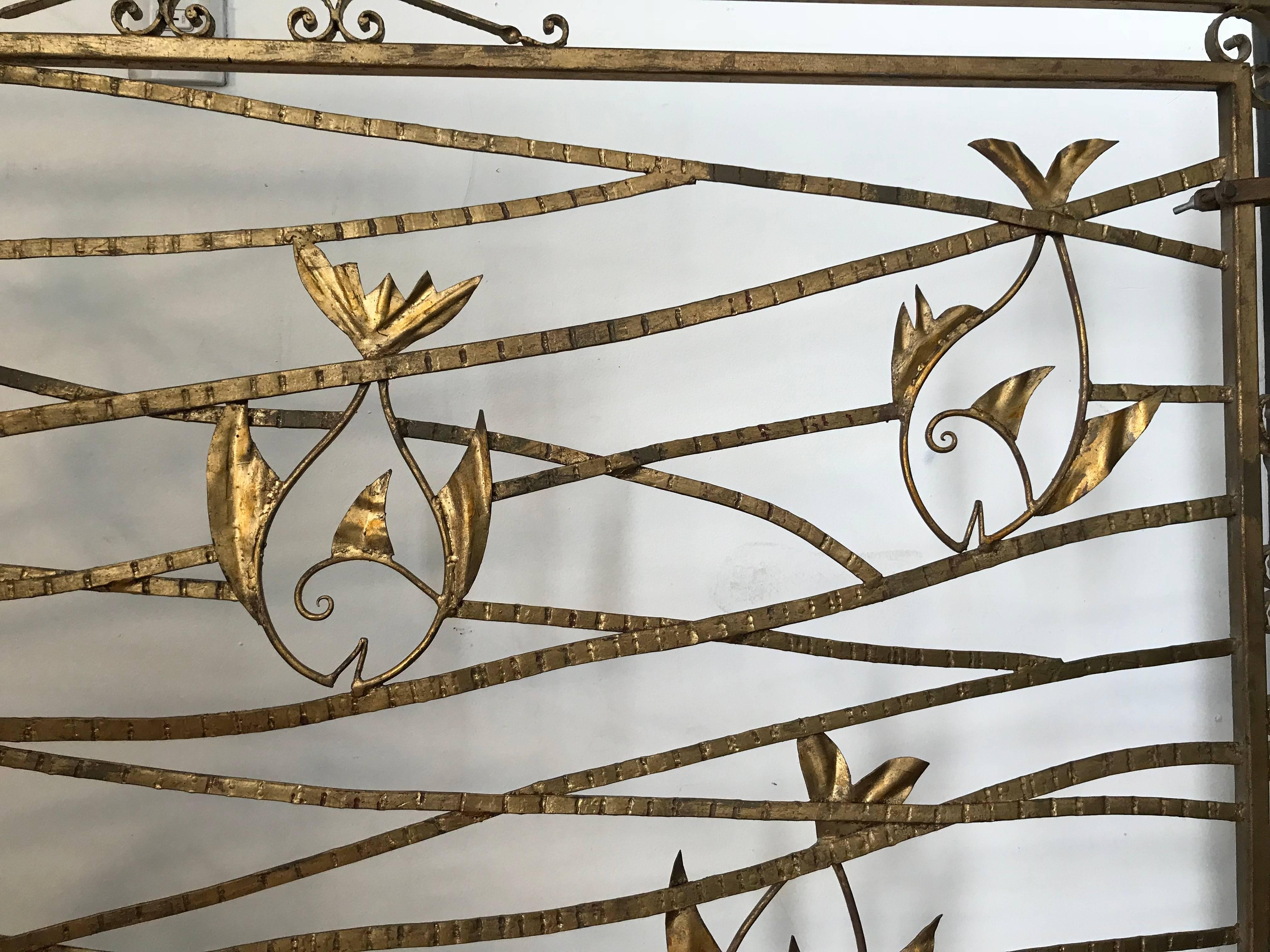 Stunning Set of Five 1950s French Gilt Metal Screen Room Dividers 6