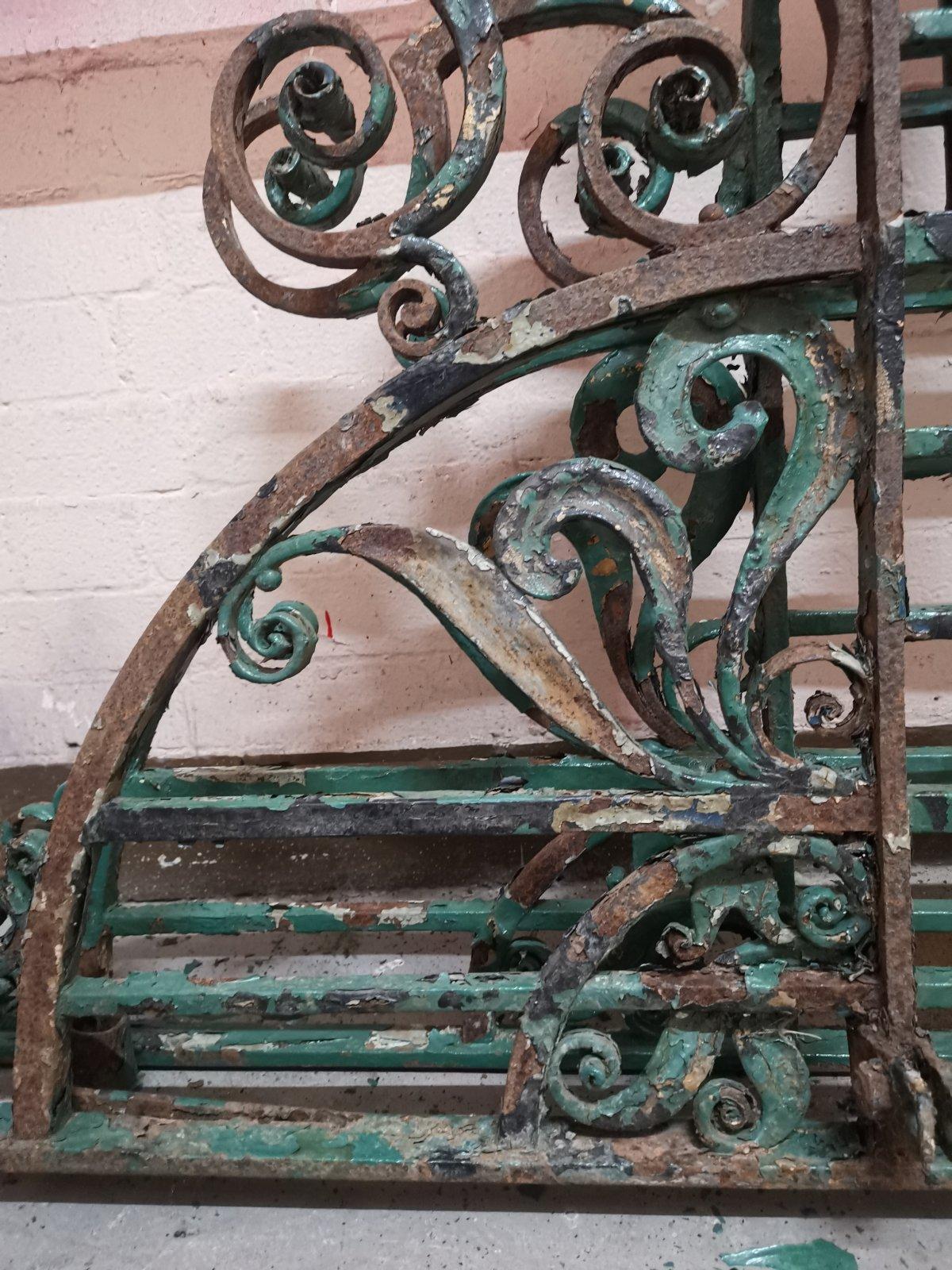 An exceptional period pair of Arts & Crafts hand hammered & wrought iron gates For Sale 4