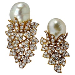 A Stunning Set of Van Cleef & Arpels Yellow Gold Diamond &Baroque Pearl Brooches