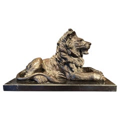 Stunning Signed by Barye Strong Large Lion Bronze Statue