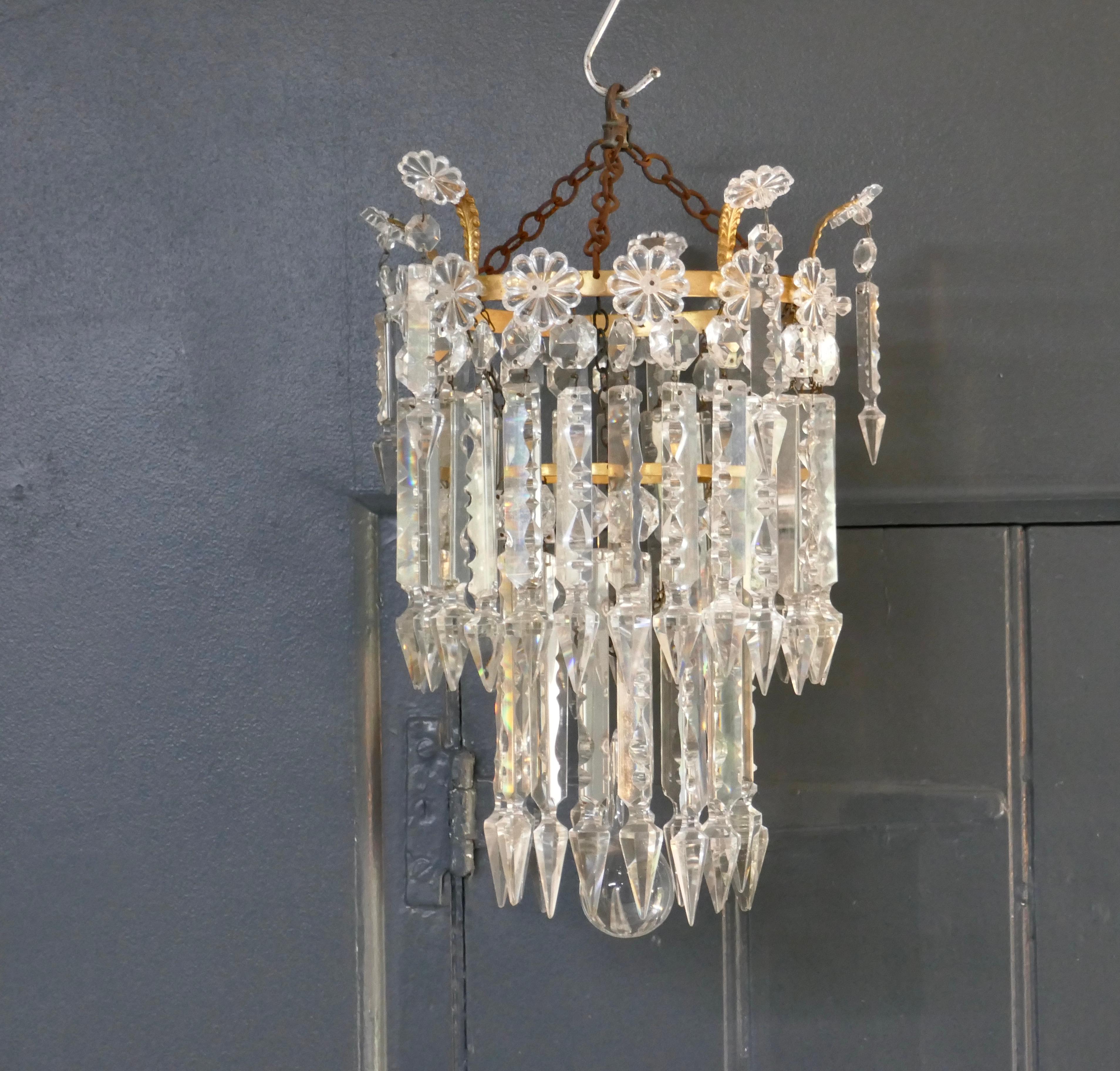 A Stunning Waterfall 2 Tier Crystal Chandelier    In Good Condition For Sale In Chillerton, Isle of Wight