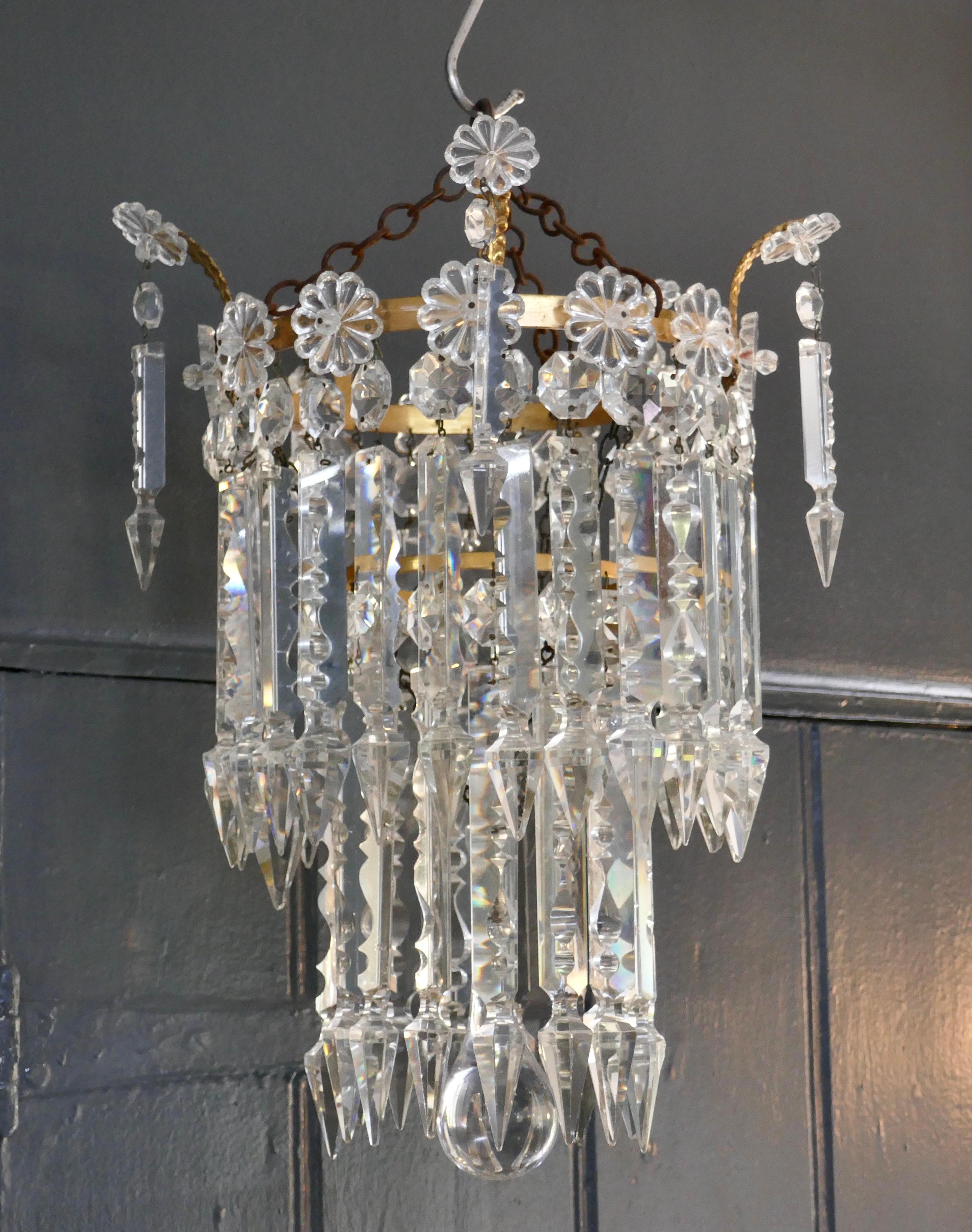 A Stunning Waterfall 2 Tier Crystal Chandelier    For Sale 1