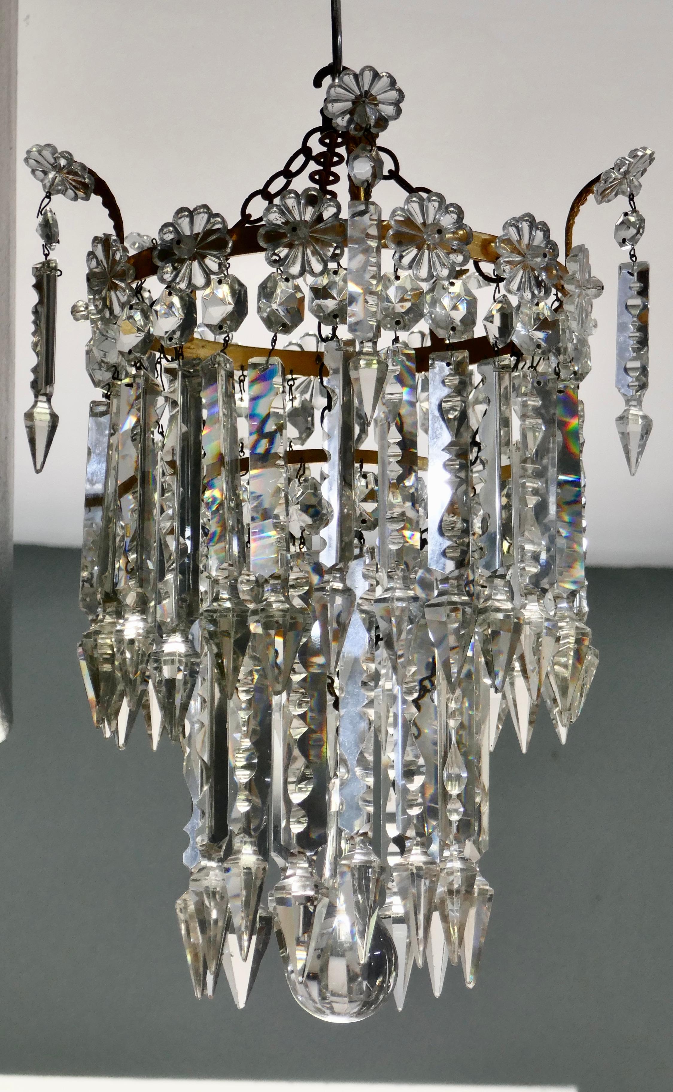 A Stunning Waterfall 2 Tier Crystal Chandelier    For Sale 2
