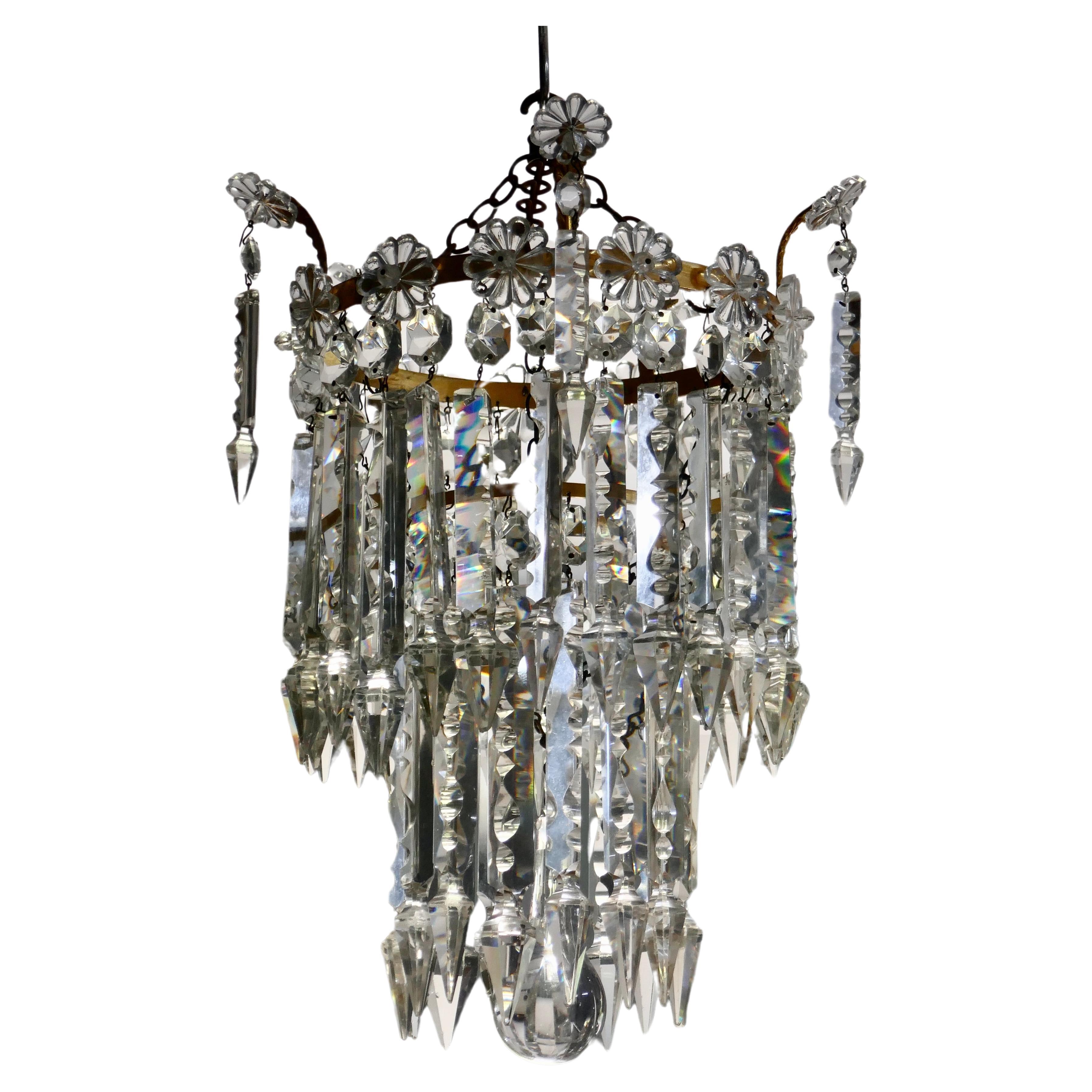 A Stunning Waterfall 2 Tier Crystal Chandelier    For Sale