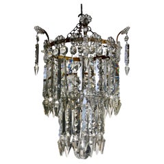 Antique A Stunning Waterfall 2 Tier Crystal Chandelier