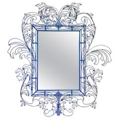 Stunning Wire Framed Mirror by Anacleto Spazzapan Finished in Sky Blue Color