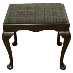 A Sturdy Victorian Oak and Tweed Library Stool.