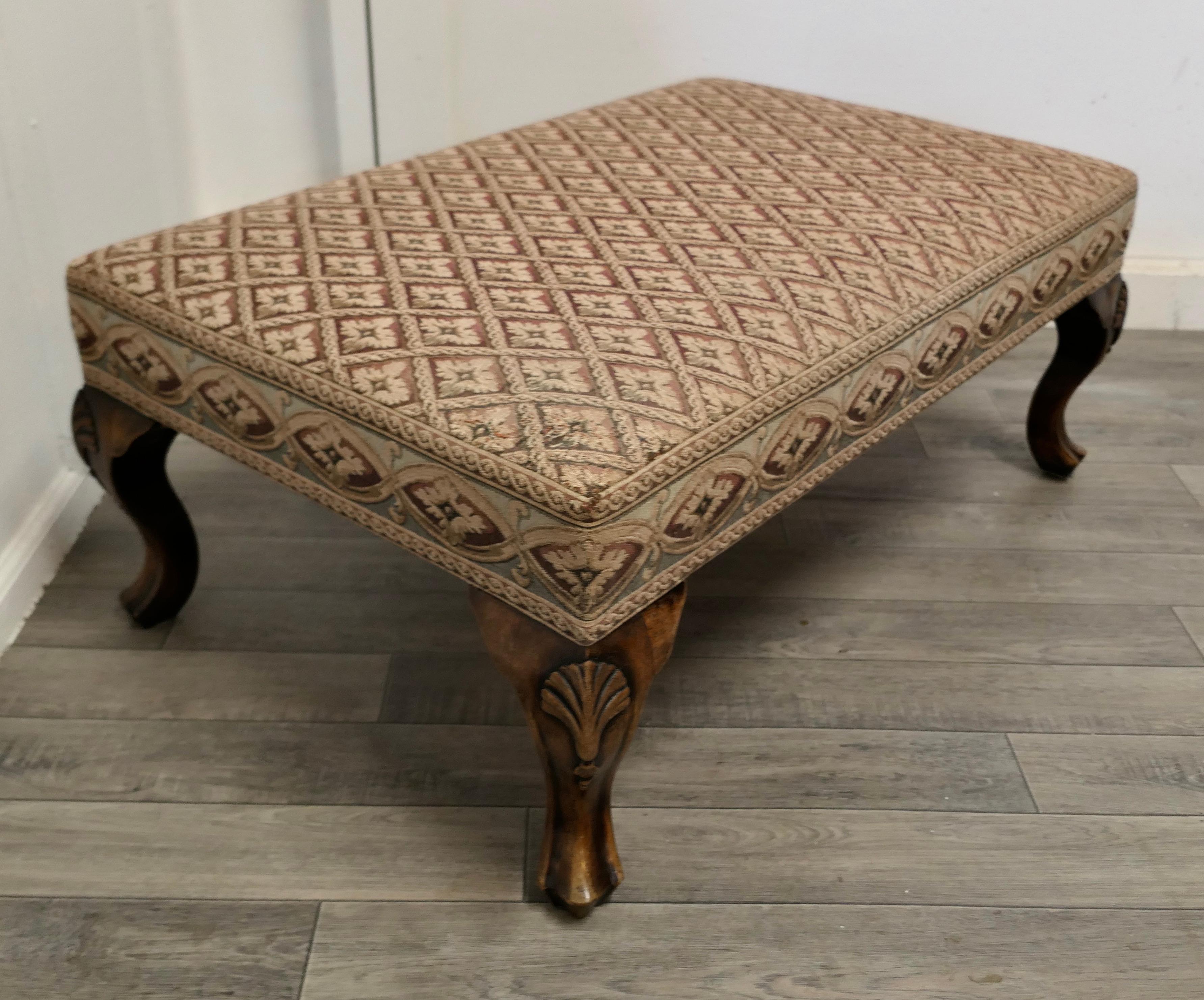 Sturdy Walnut Upholstered Library Stool    In Good Condition For Sale In Chillerton, Isle of Wight