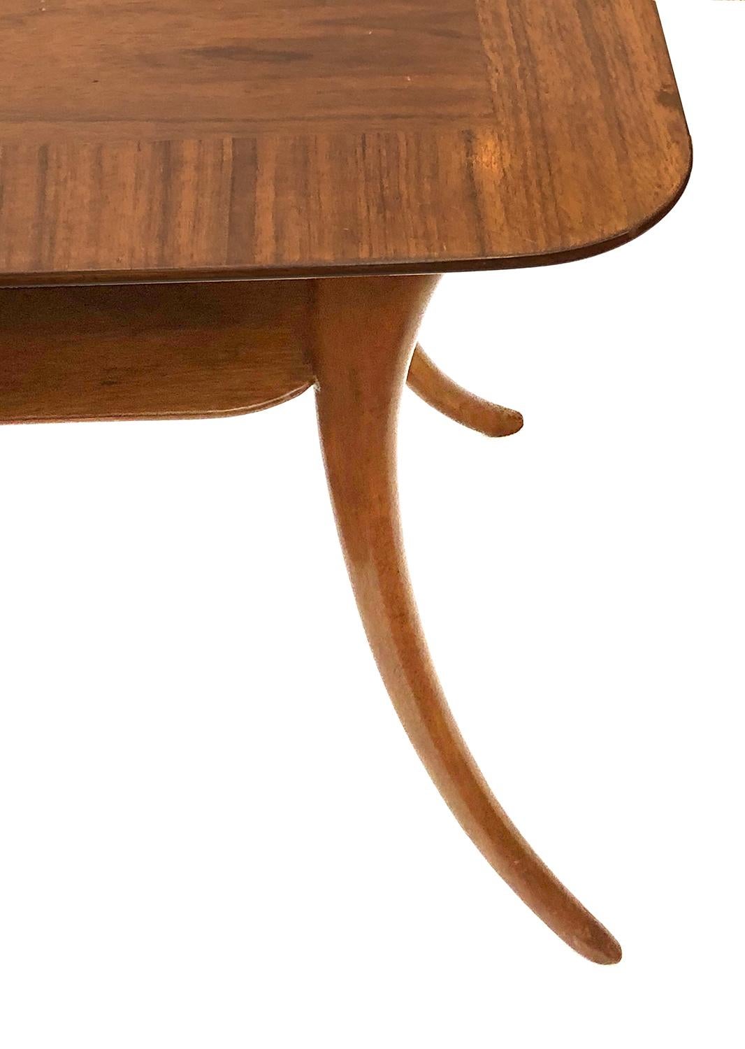Robsjohn-Gibbings for Widdicomb rectangular walnut Klismos sabre-leg Side Table In Good Condition In San Francisco, CA