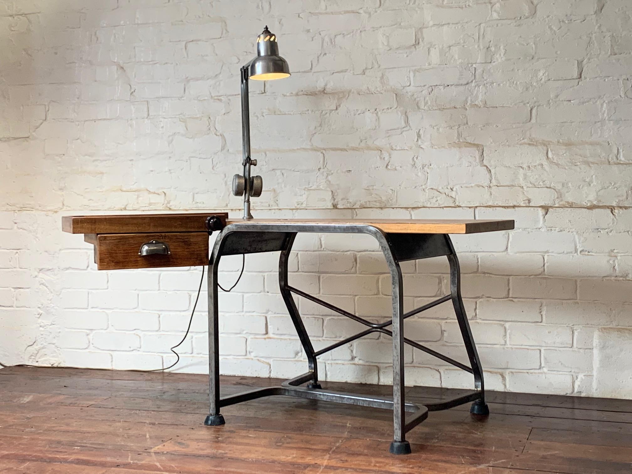 A Stylish and Unique Bauhaus Meets Industrial Desk, Circa 1940's/50's For Sale 5