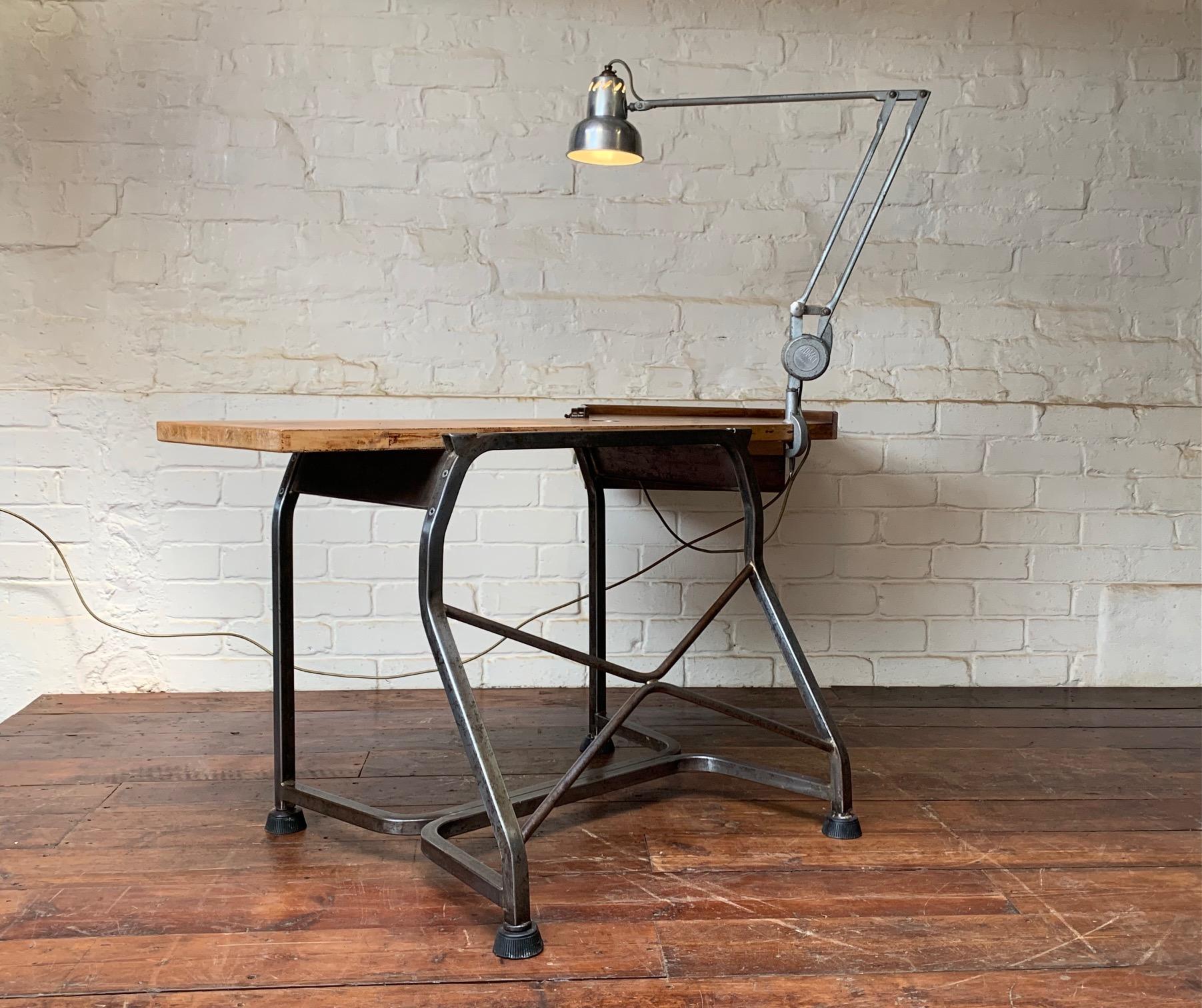 French A Stylish and Unique Bauhaus Meets Industrial Desk, Circa 1940's/50's