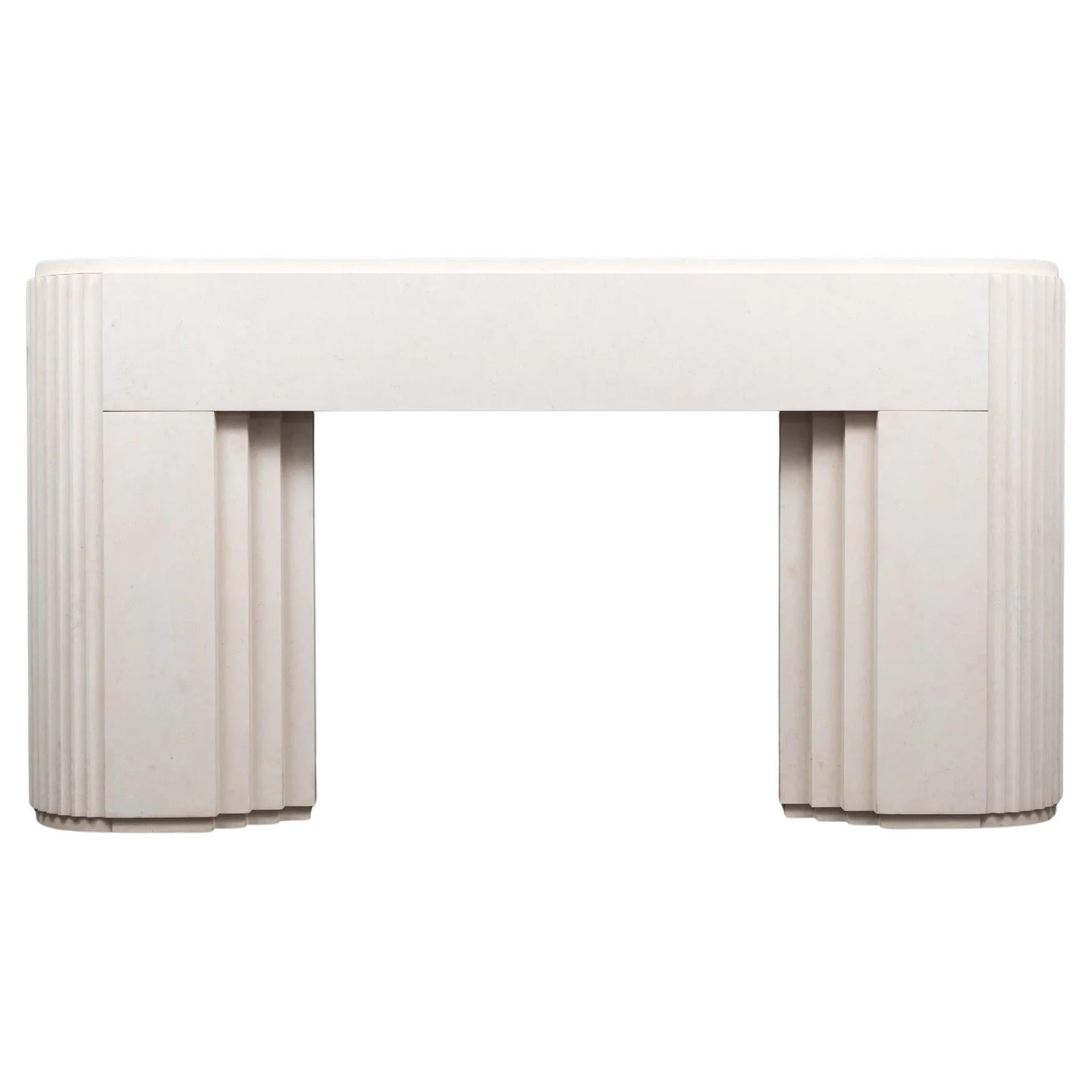 A stylish ‘Art Deco’ inspired limestone fireplace mantel by 
Ryan and Smith
 For Sale