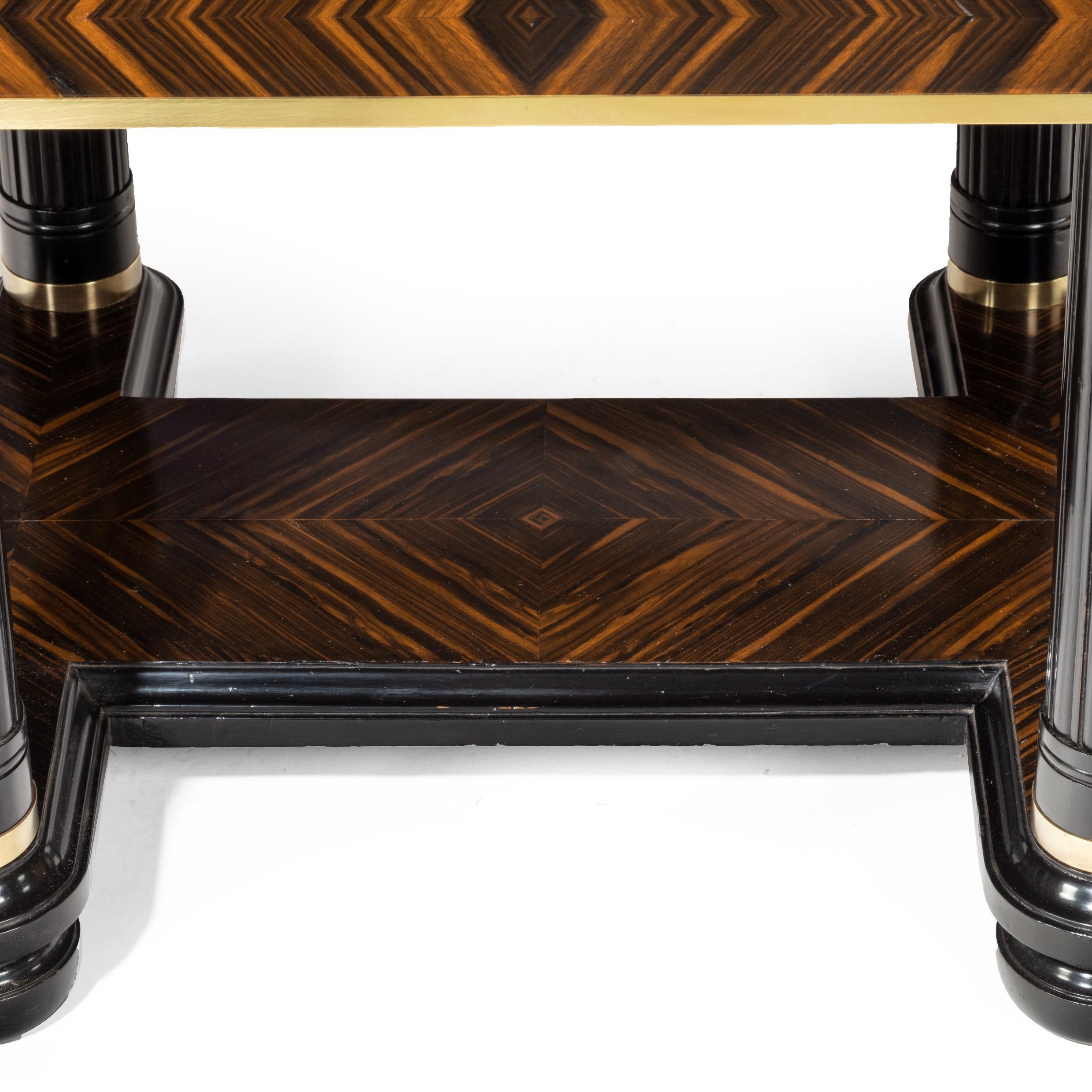 Stylish Art Deco Zebra Wood Centre or Dining Table In Good Condition In Lymington, Hampshire