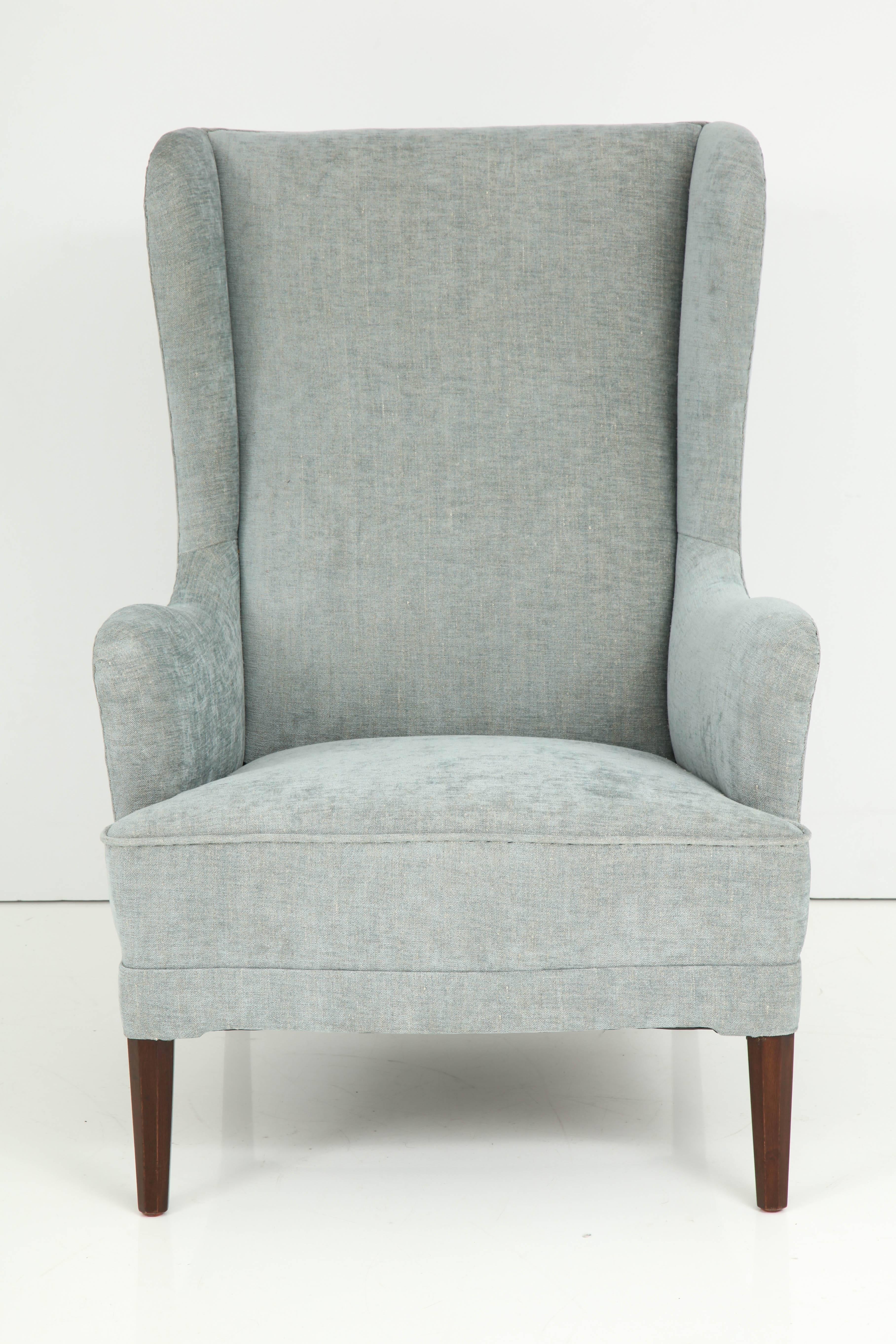 Stylish Danish Wing Chair with Associated Footstool, circa 1940s In Excellent Condition In New York, NY
