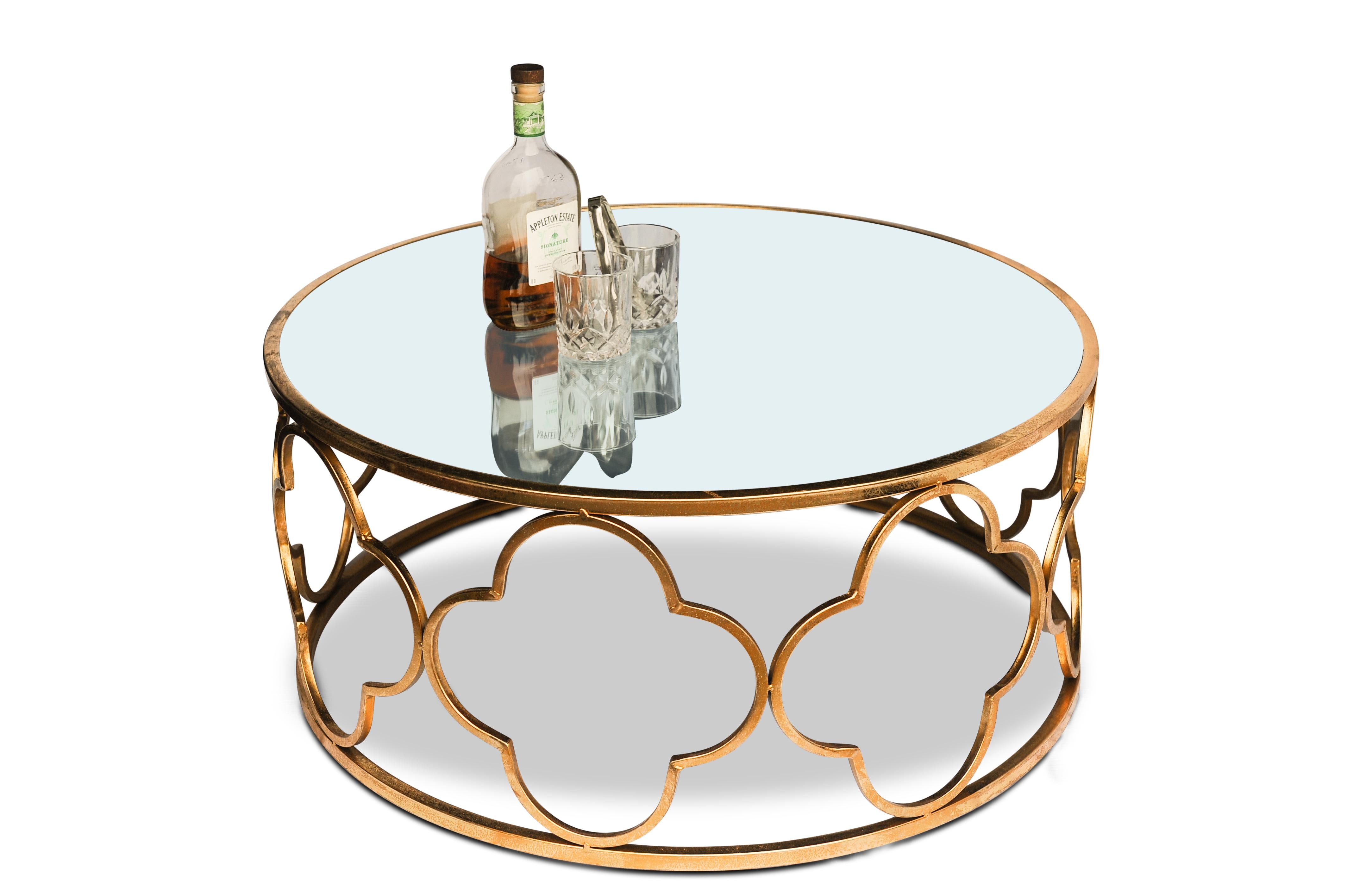 British A Stylish Hollywood Regency Alhambra Design Mirror Circular Cocktail Table For Sale