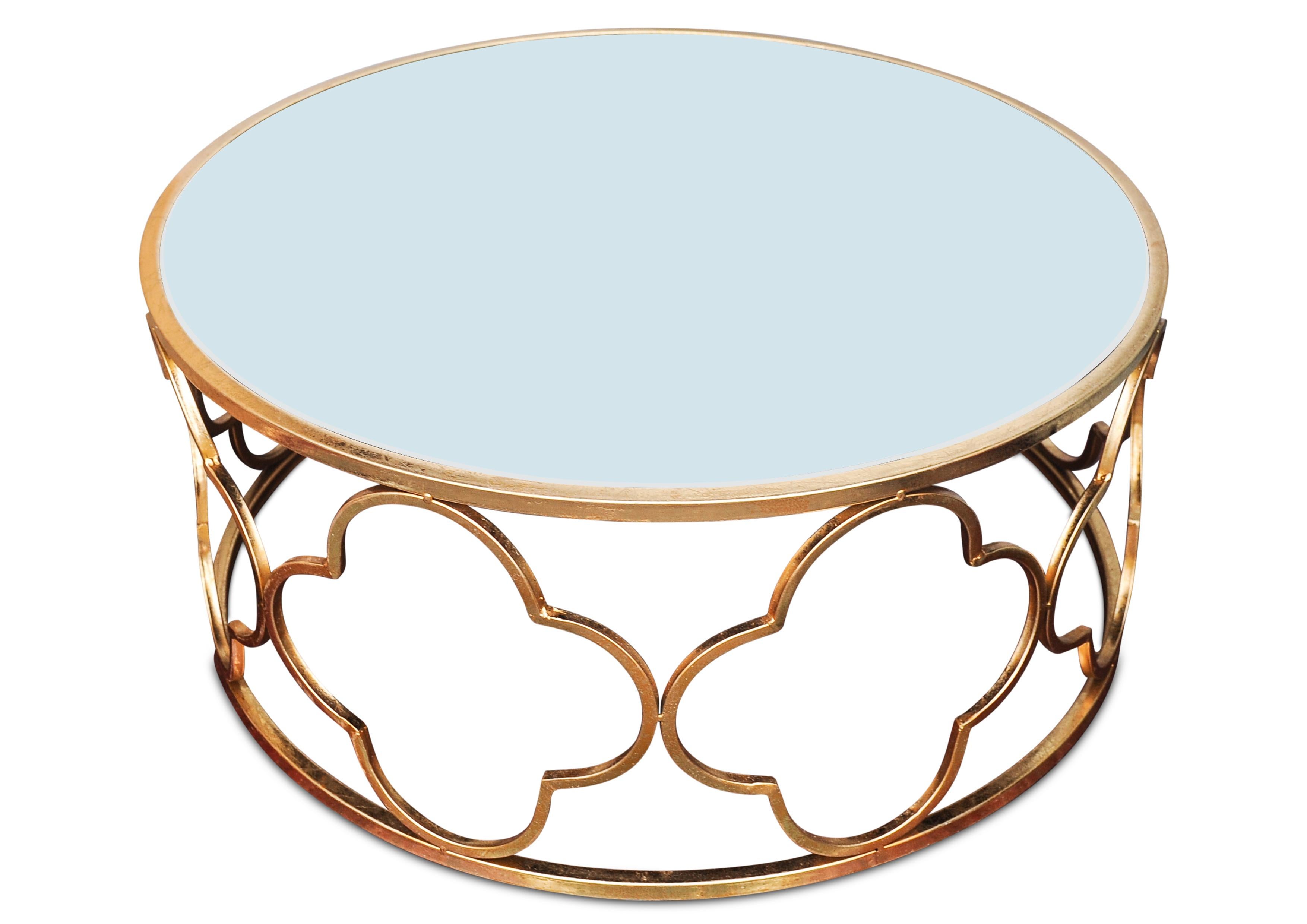 A Stylish Hollywood Regency Alhambra Design Mirror Circular Cocktail Table In Good Condition For Sale In Reading, Berkshire