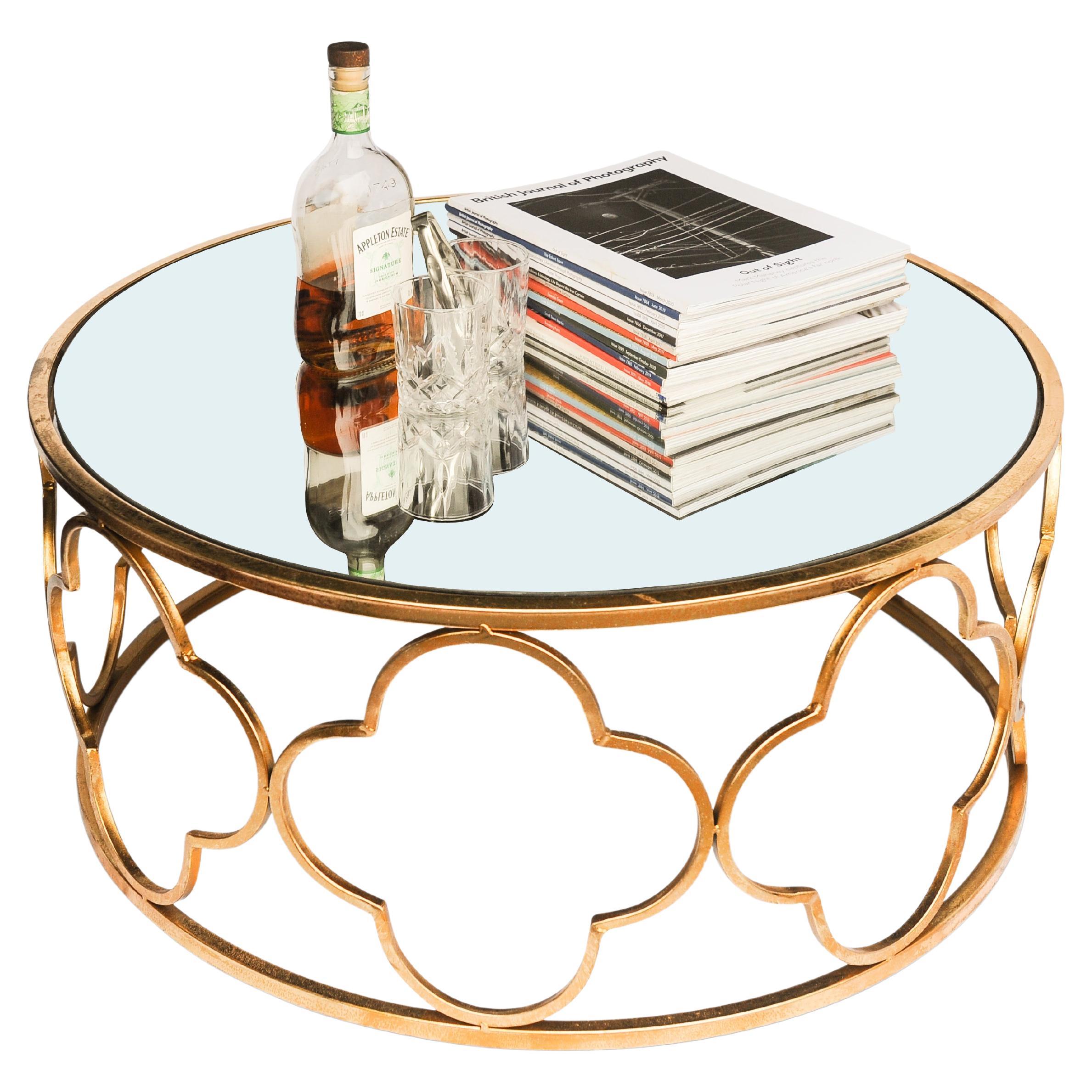 A Stylish Hollywood Regency Alhambra Design Mirror Circular Cocktail Table For Sale