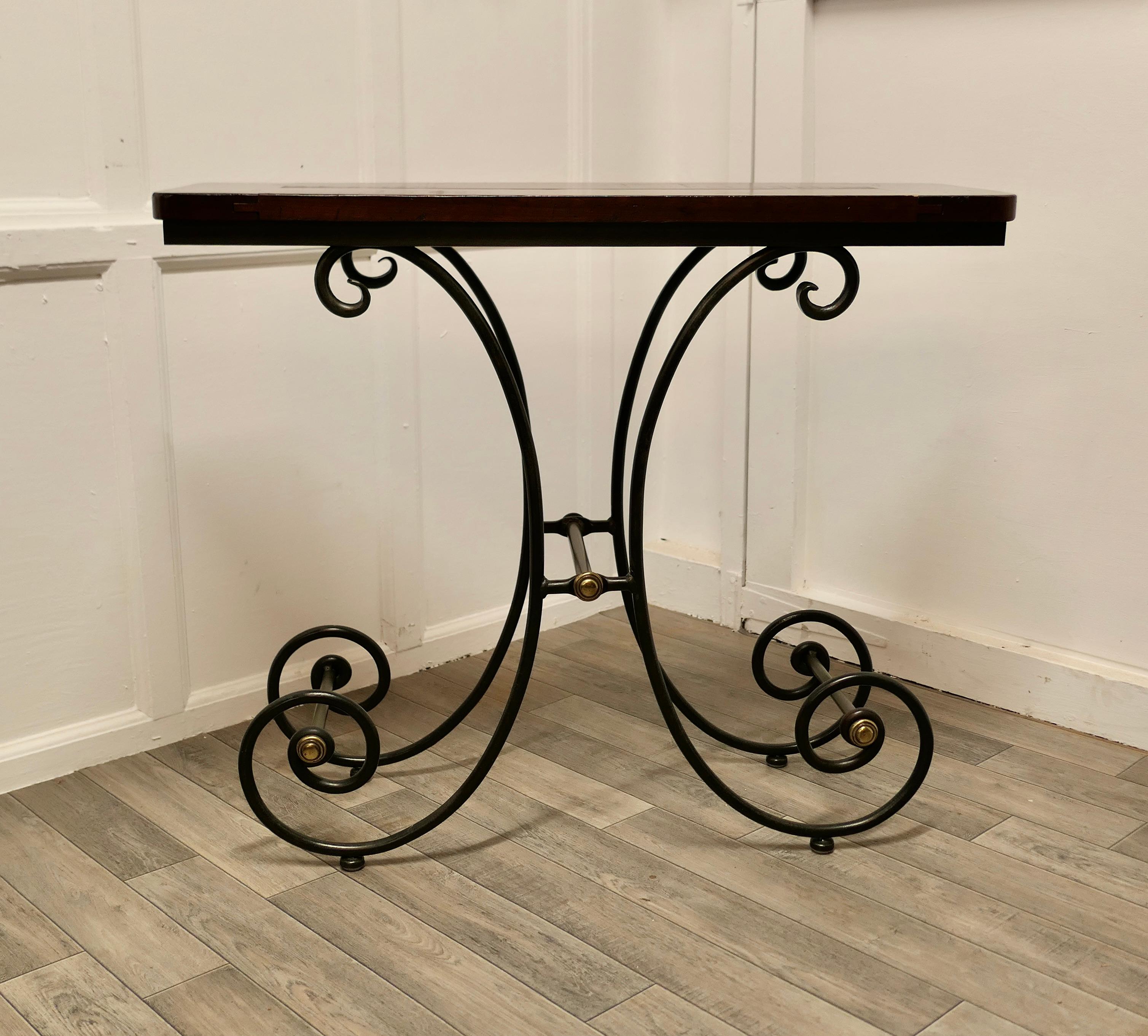 Stylish Iron and Elm Console Table For Sale 2