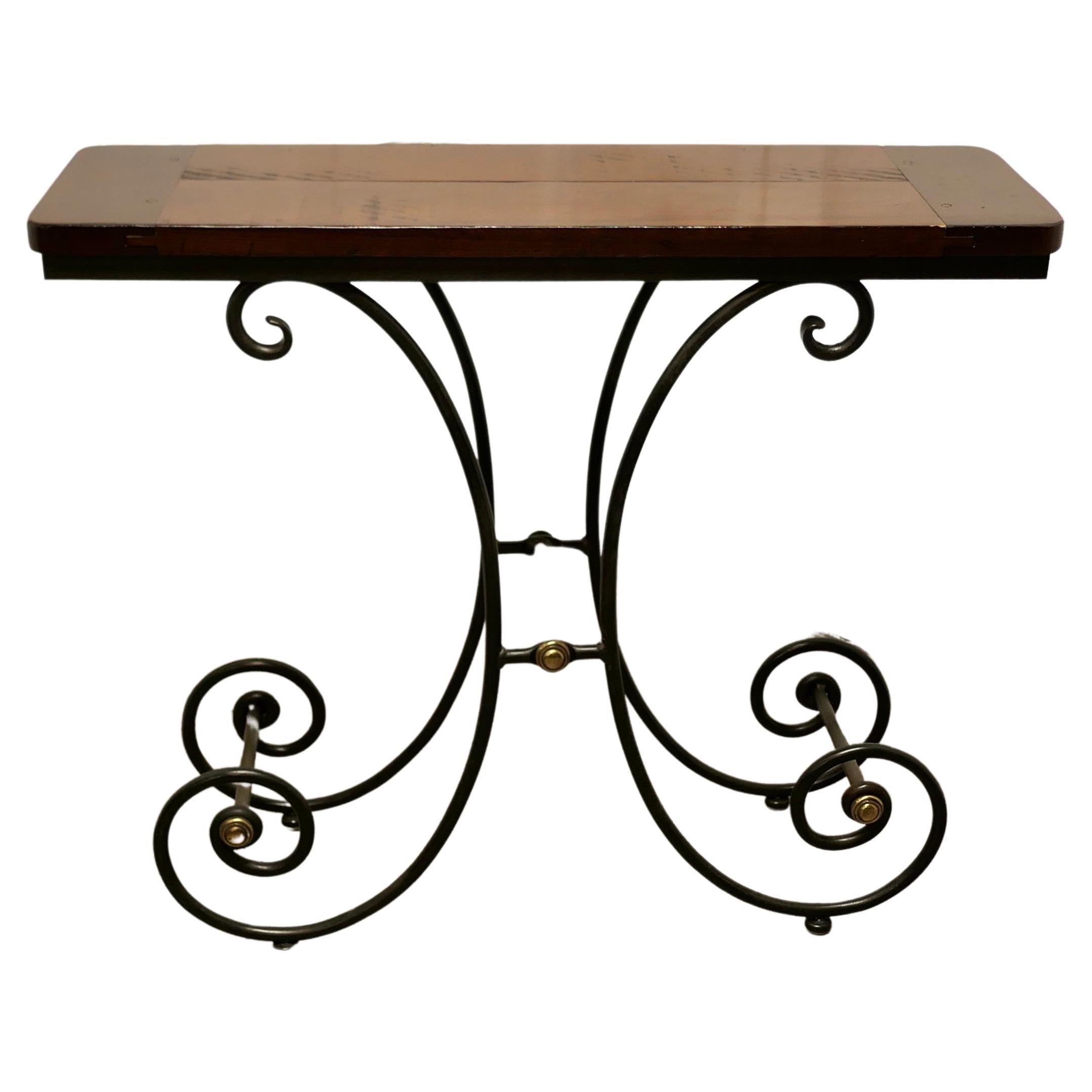 Stylish Iron and Elm Console Table For Sale