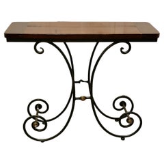 Table console en fer et orme