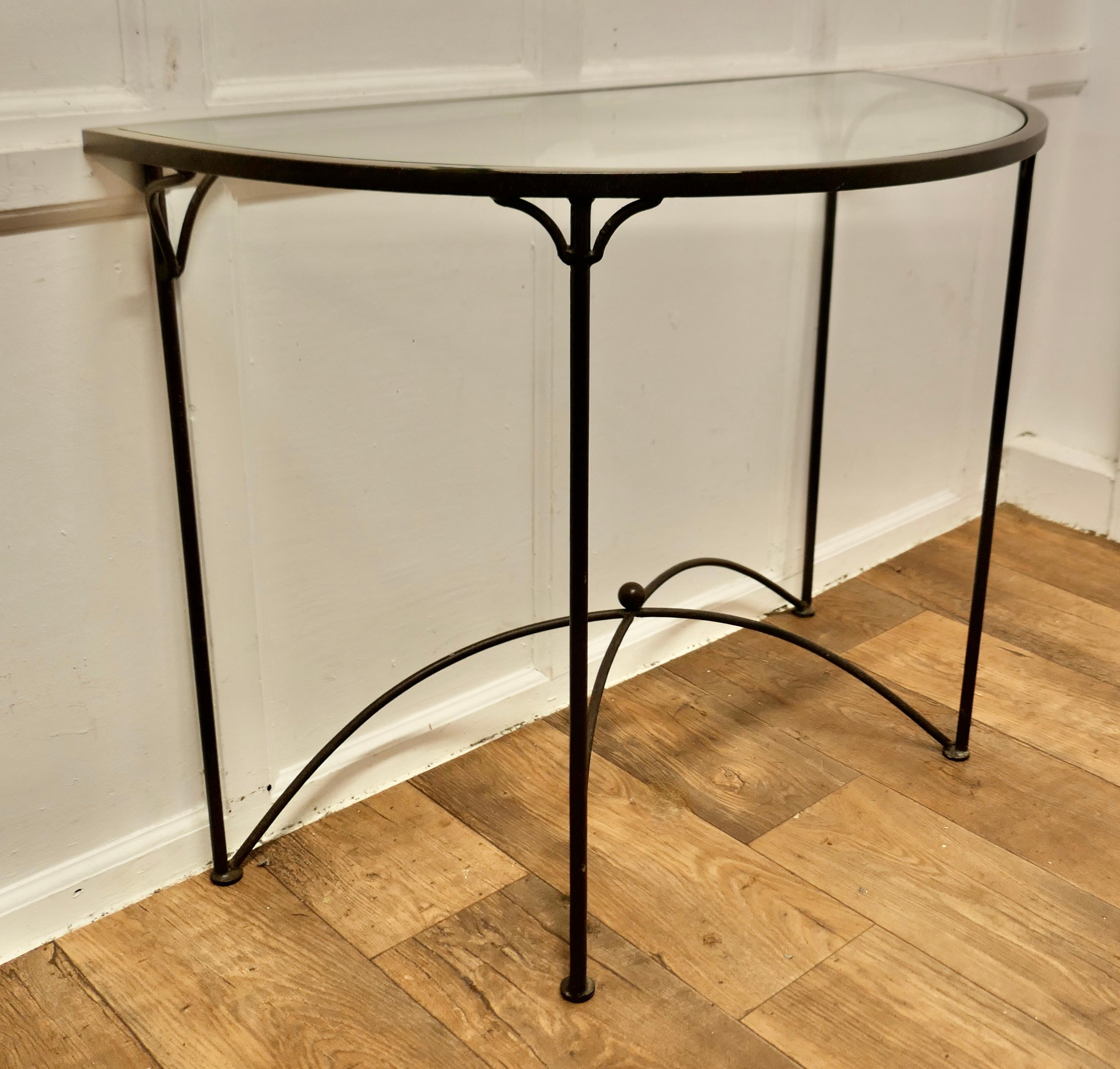 A Stylish Iron and Glass Console Table    This is a lovely table   For Sale 1