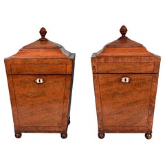 Antique A Stylish Pair of English Regency Style Mahogany Cutlery Boxes