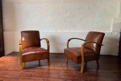 Ein stilvolles & seltenes Paar Leder-Lounge-Stühle aus der Mitte des Jahrhunderts, Frankreich CIRCA 1950's