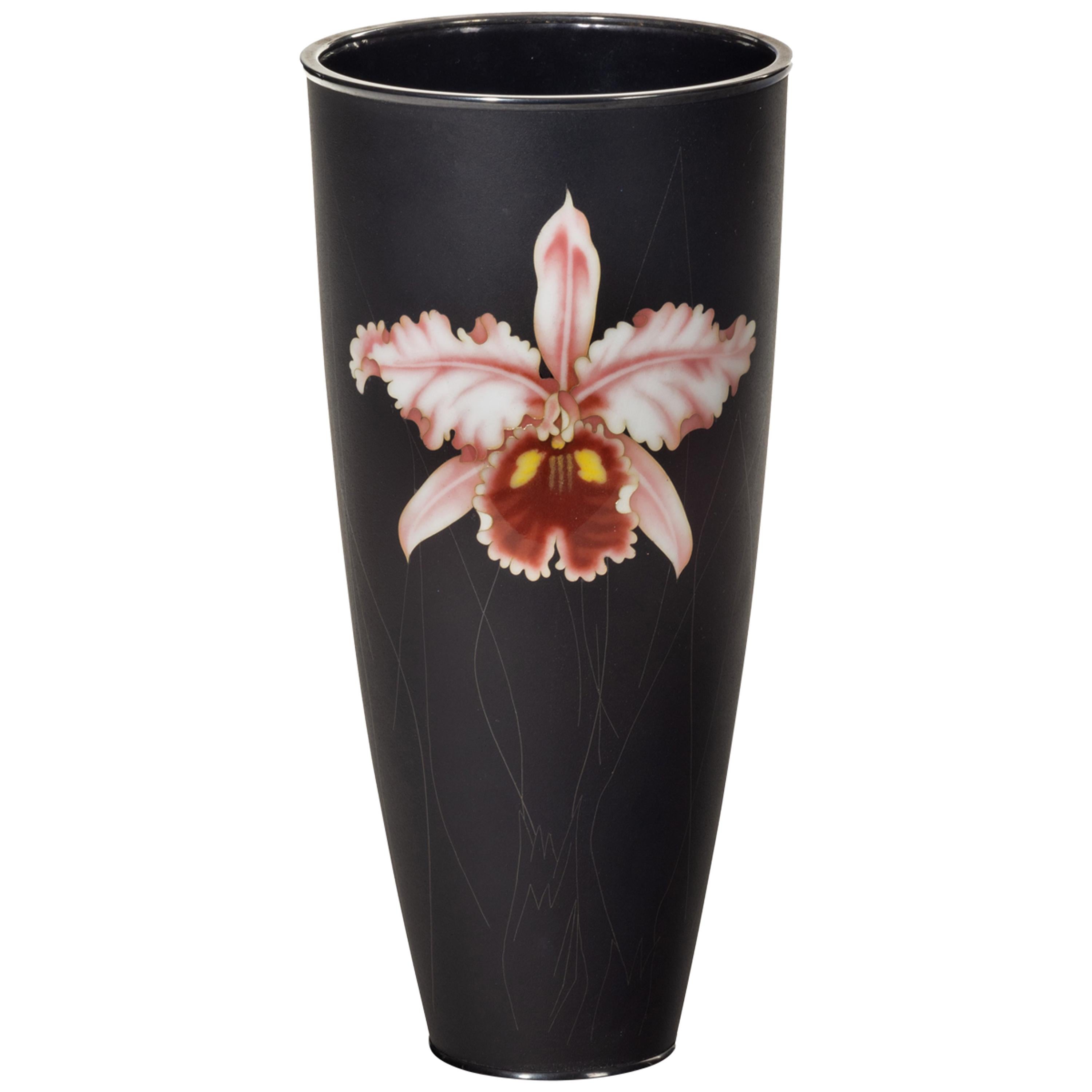 Stylish Showa Period Cloisonné Enamel Beaker Vase by Ando For Sale