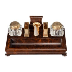 Stylish William IV Rosewood and Silver-Gilt Portable Desk Compendium