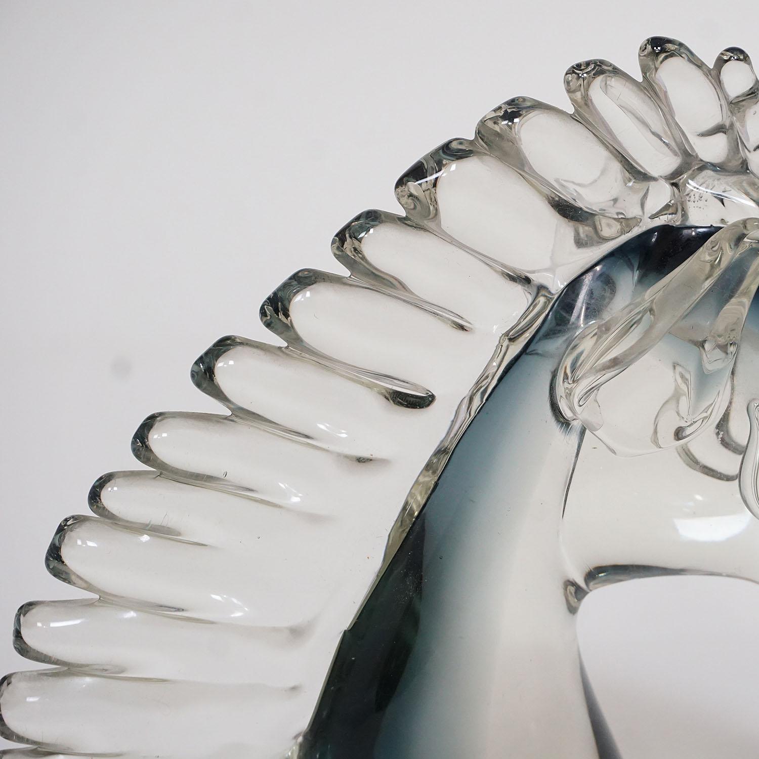glass horse head sculpture
