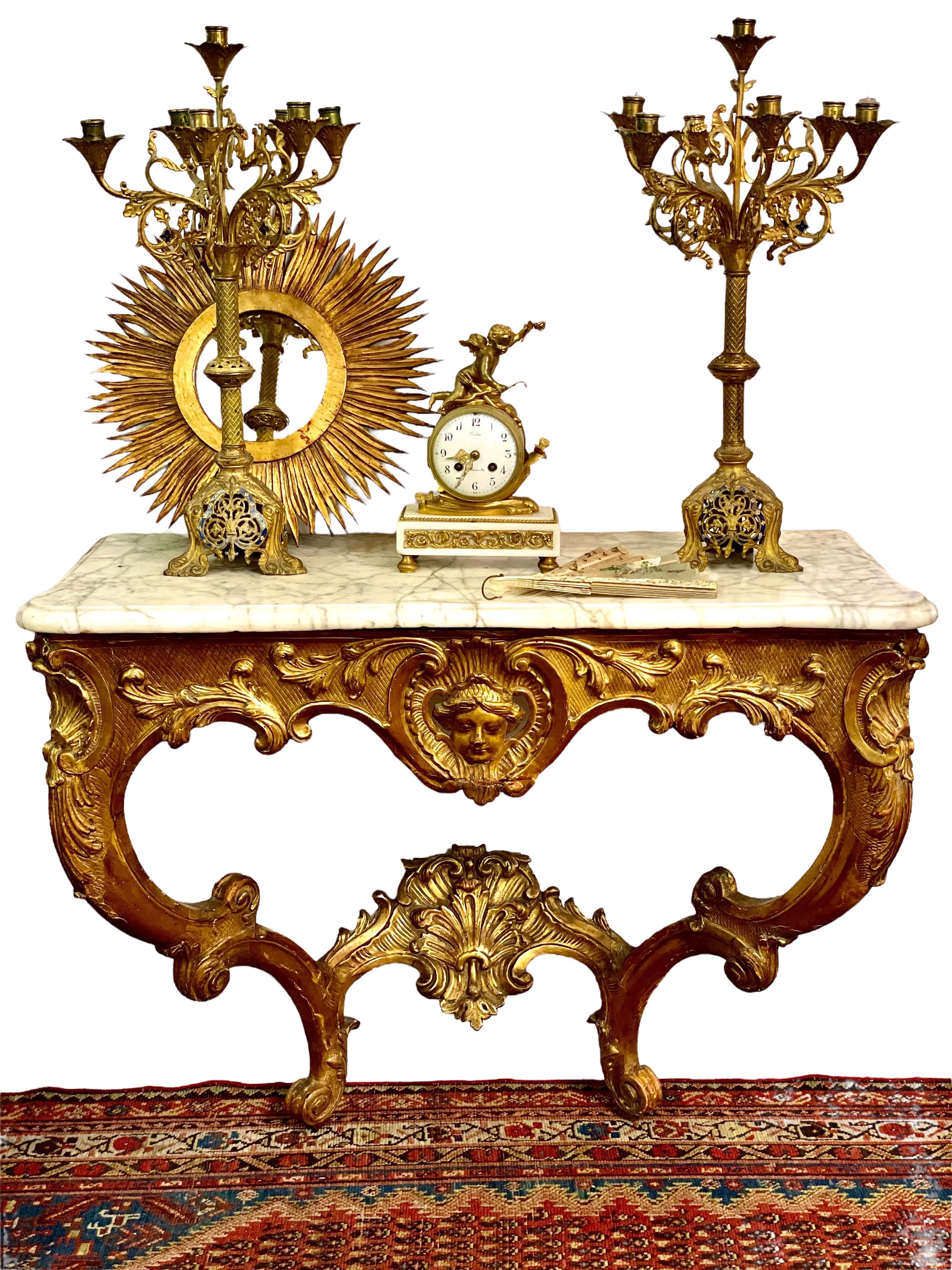 1730s Louis XV Period French Giltwood Console Table  For Sale 4