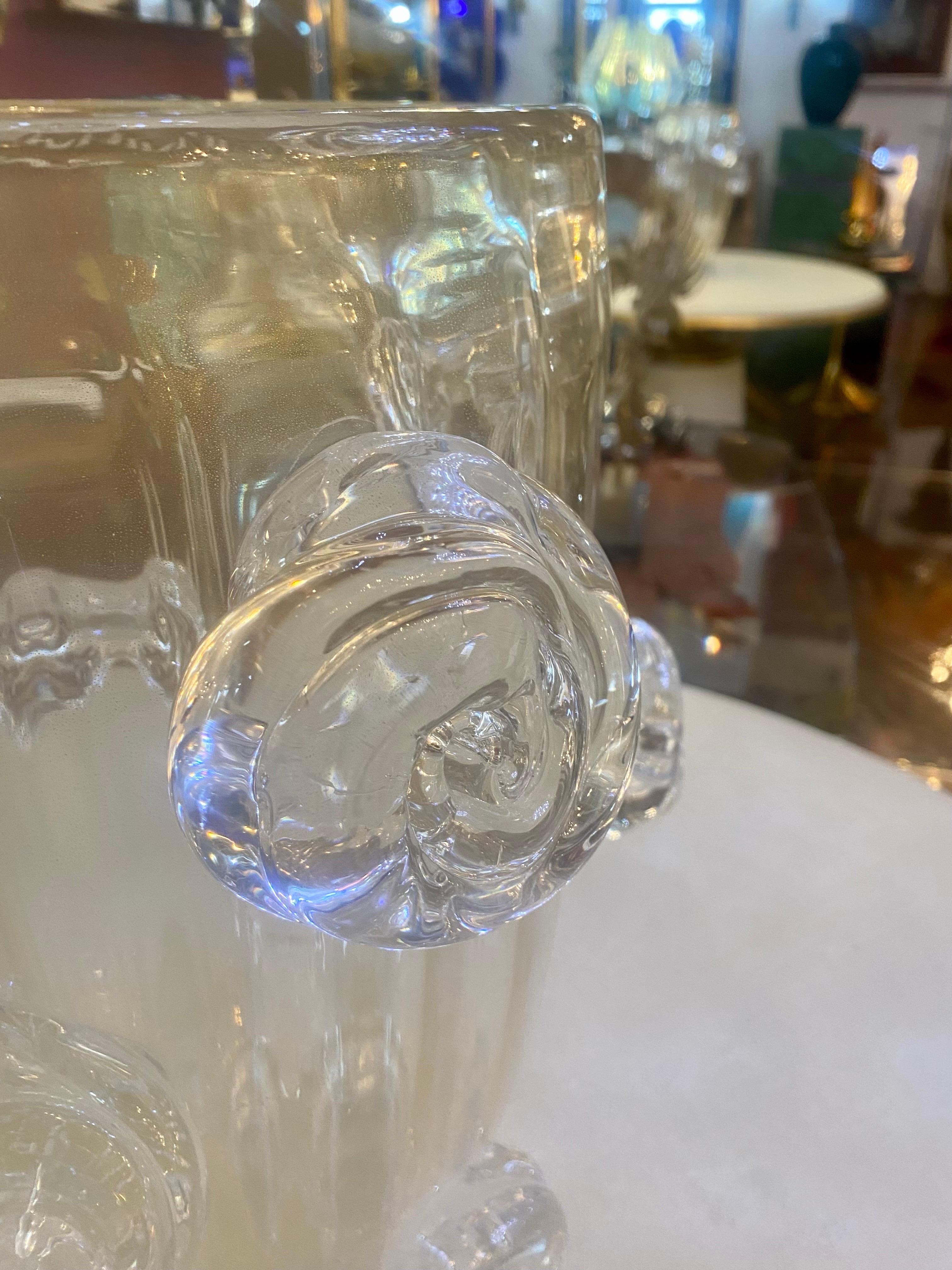 A Sublime Pair of Murano Blown Glass  Vases with Gold Fleck Inclusions For Sale 2