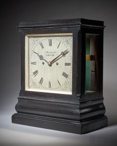 Substantial 19th C. Ebonised Eight Day Library Table Clock by Moreland Chester