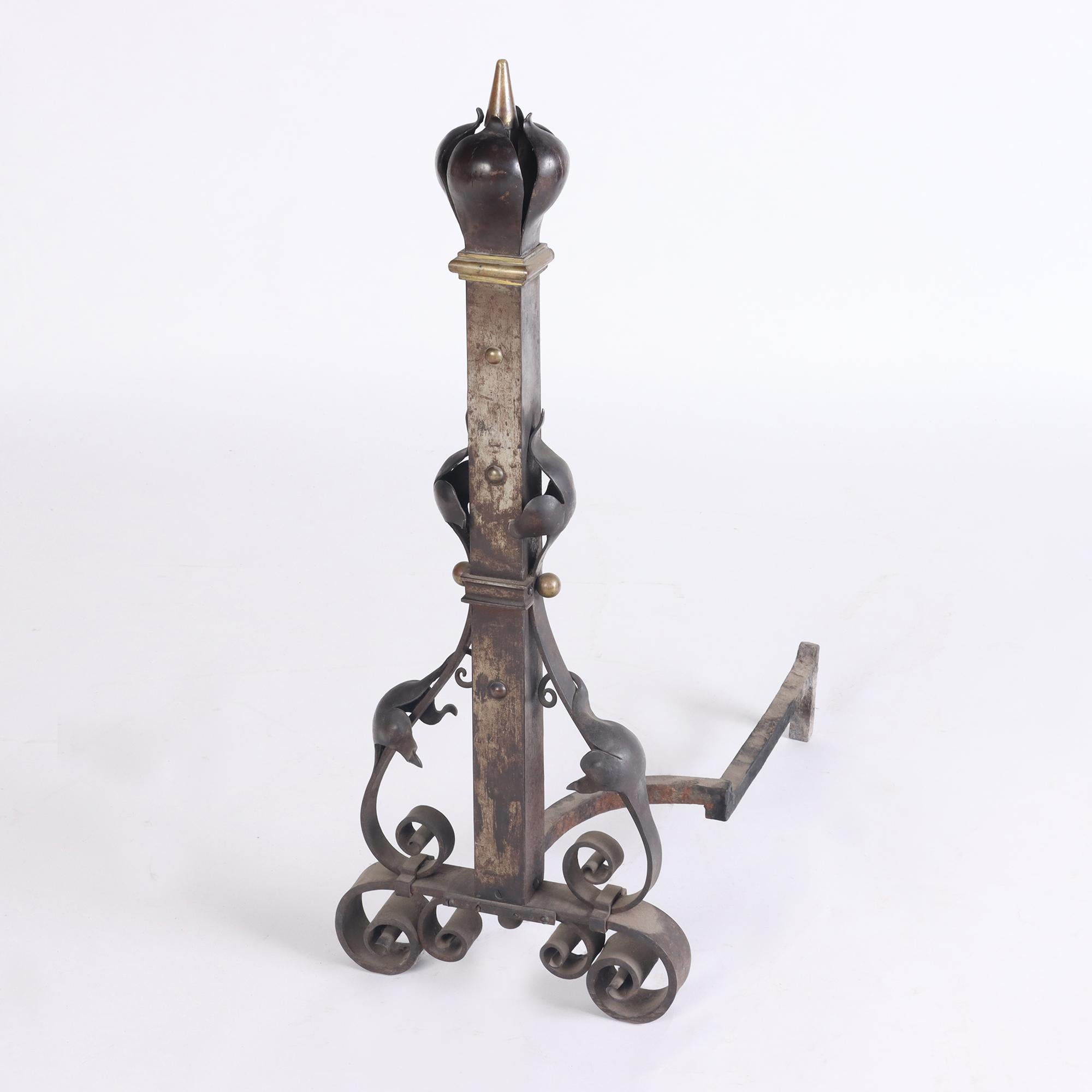 Substantial and Monumental Pair of Nineteenth Century French Wrought Iron and For Sale 1