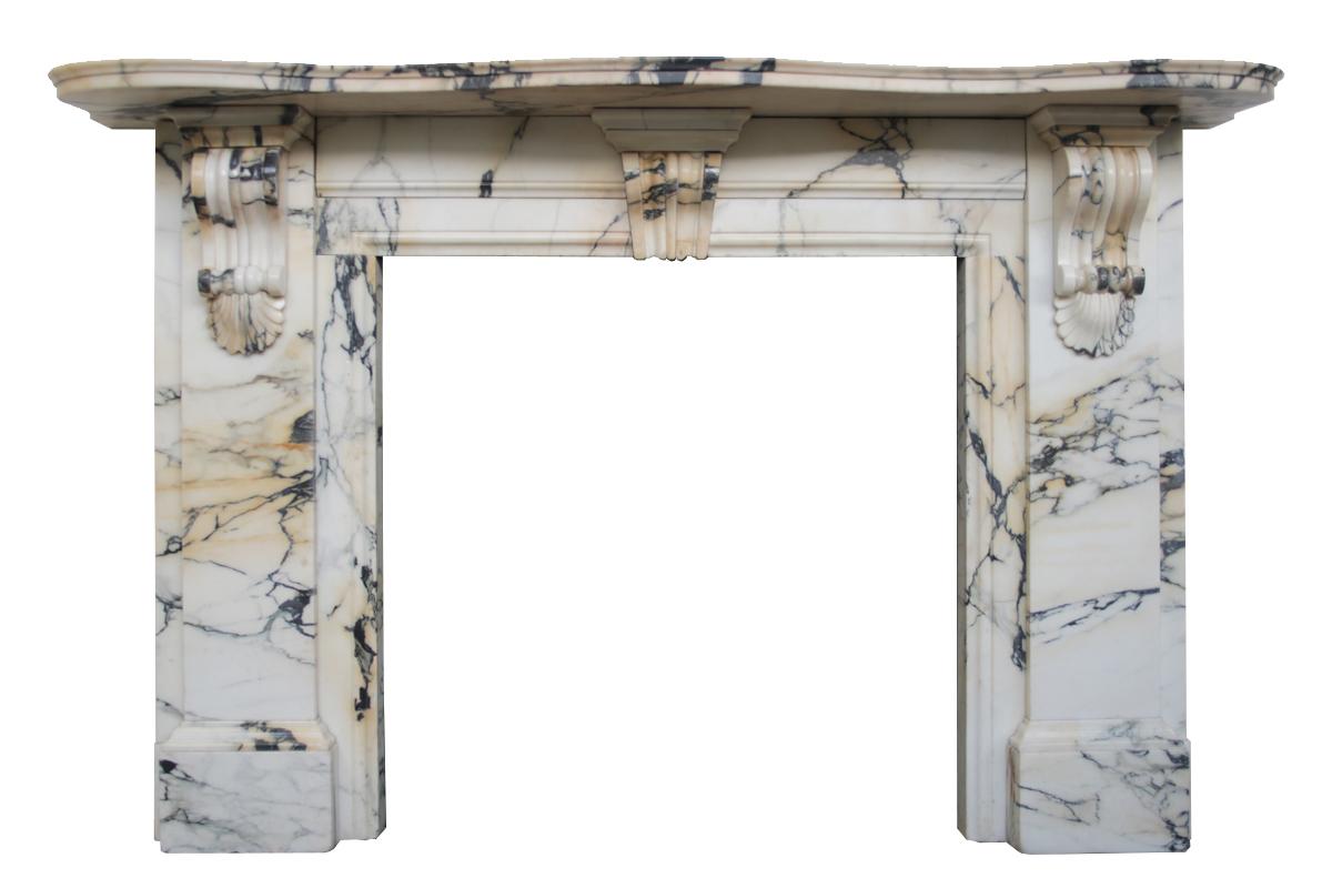 Substantial Antique Victorian Fire Surround in Arabescato Marble 7