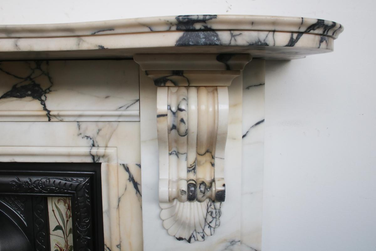 Substantial Antique Victorian Fire Surround in Arabescato Marble 1